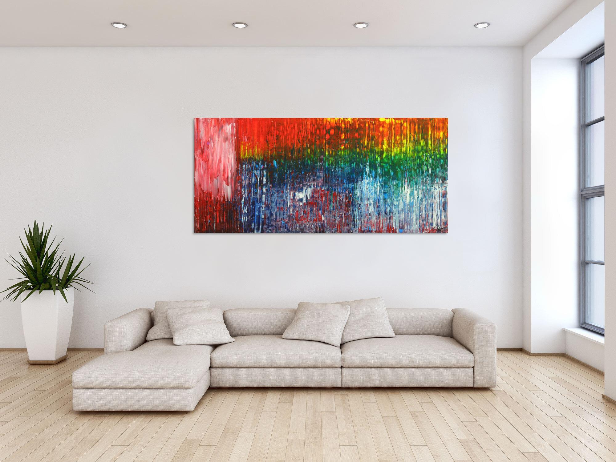 Abstraktes Gemälde Spachteltechnik Modern Art auf Leinwand handgemalt bunte Farben