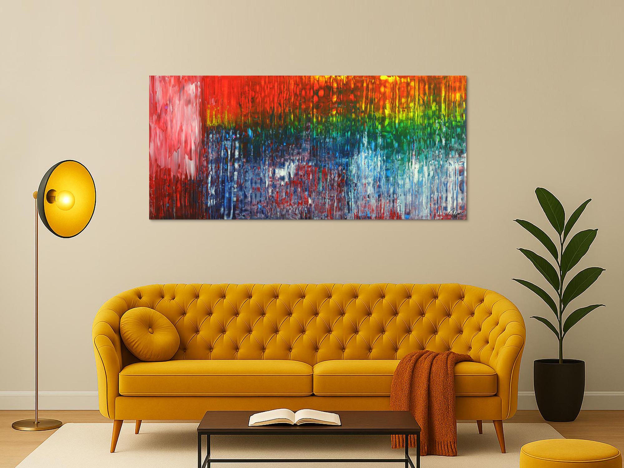 Abstraktes Gemälde Spachteltechnik Modern Art auf Leinwand handgemalt bunte Farben