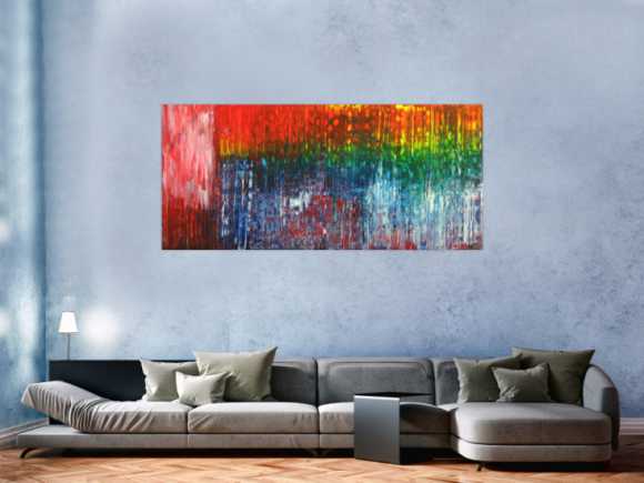 Abstraktes Gemälde Spachteltechnik Modern Art auf Leinwand handgemalt bunte Farben