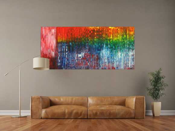 Abstraktes Gemälde Spachteltechnik Modern Art auf Leinwand handgemalt bunte Farben