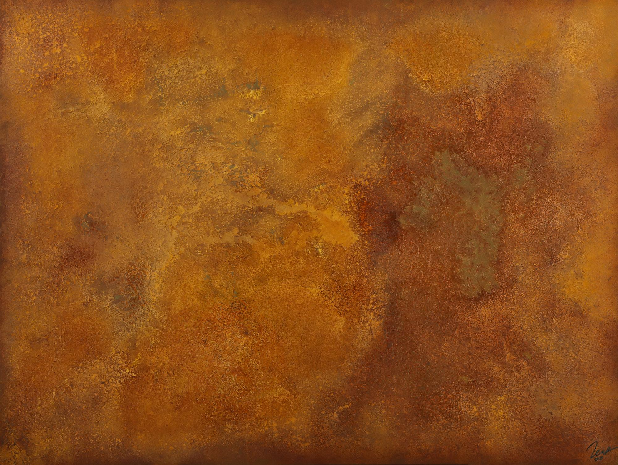 Abstraktes Gemälde aus echtem Rost auf Leinwand handgemalt Modern Art zeitgenössisch