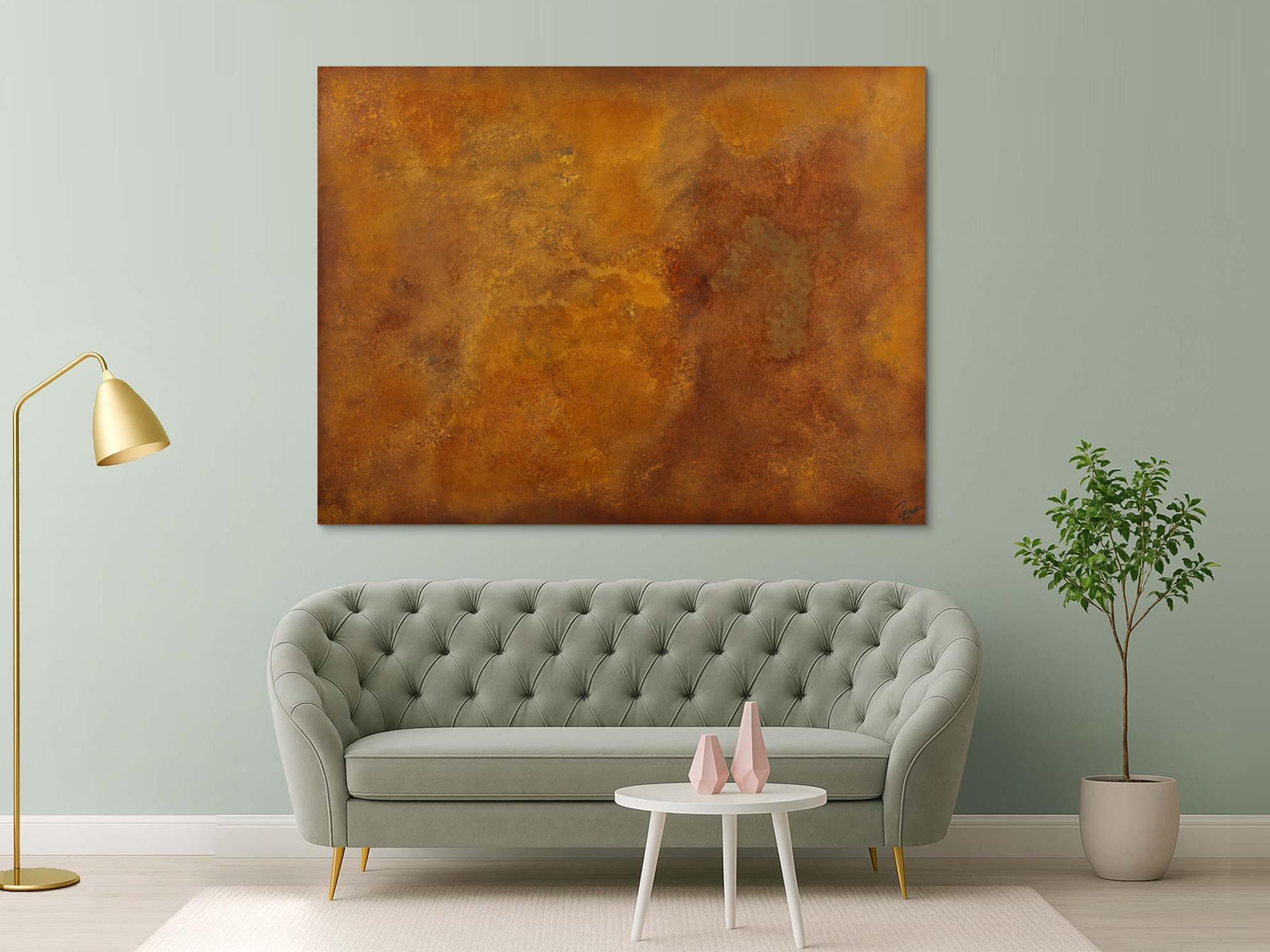 Abstraktes Gemälde aus echtem Rost auf Leinwand handgemalt Modern Art zeitgenössisch