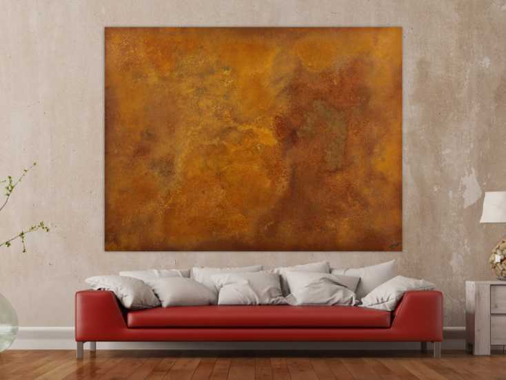 #1718 Abstraktes Gemälde aus echtem Rost auf Leinwand handgemalt Modern ... 150x200cm von Alex Zerr