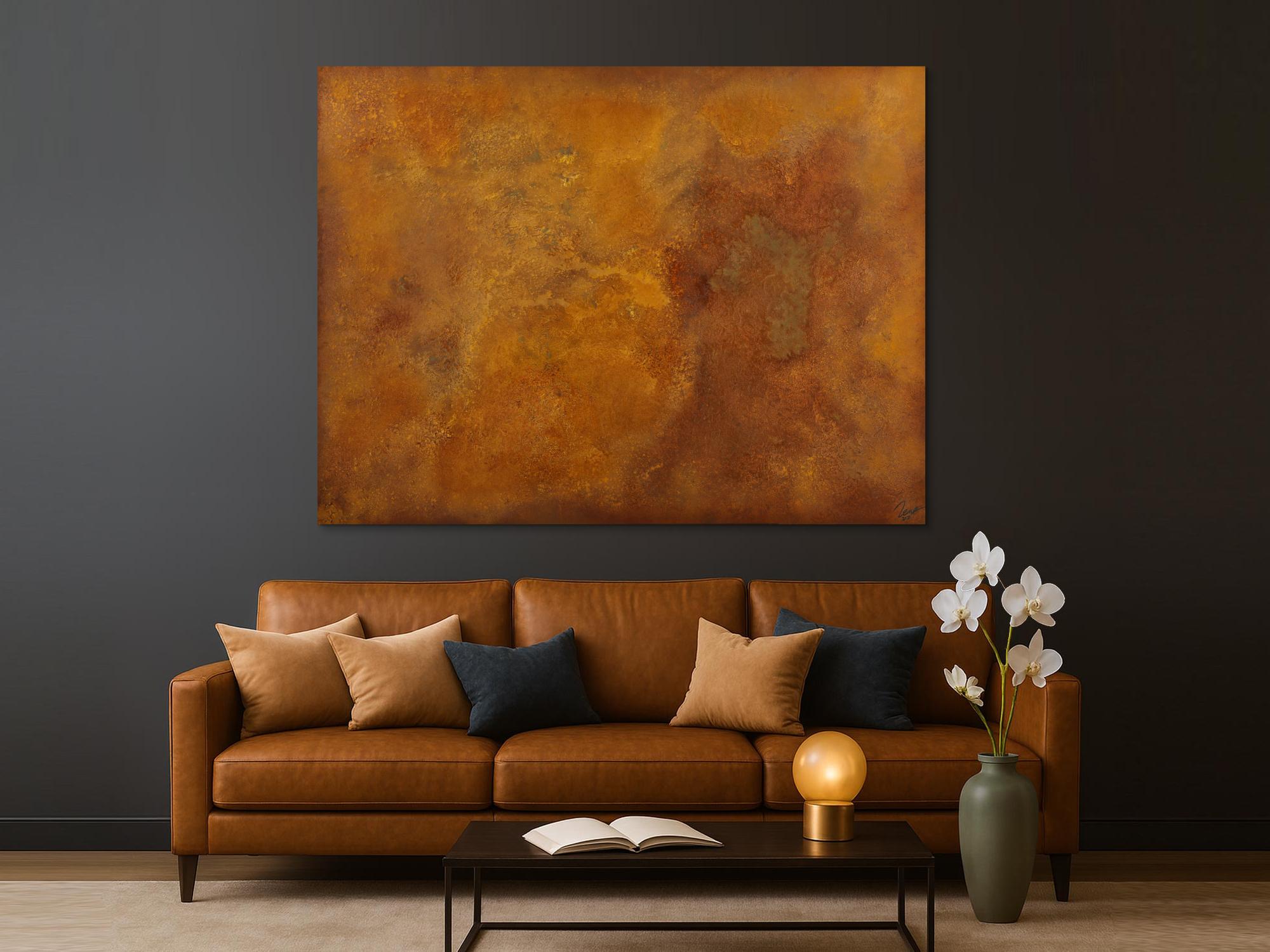 Abstraktes Gemälde aus echtem Rost auf Leinwand handgemalt Modern Art zeitgenössisch