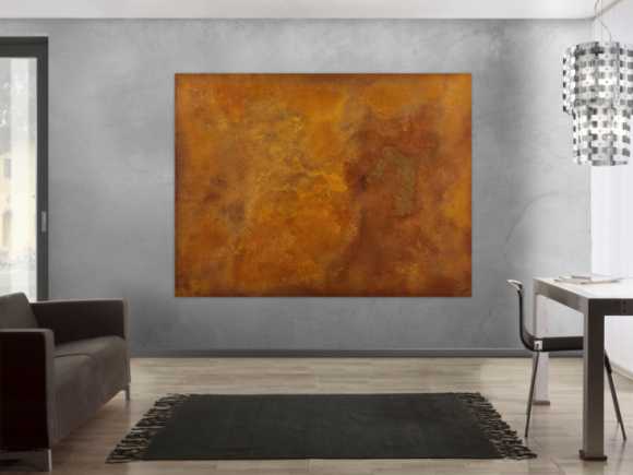 Abstraktes Gemälde aus echtem Rost auf Leinwand handgemalt Modern Art zeitgenössisch