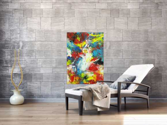 Abstraktes Gemälde Action Painting Spachtentechnik Modern Art sehr bunt