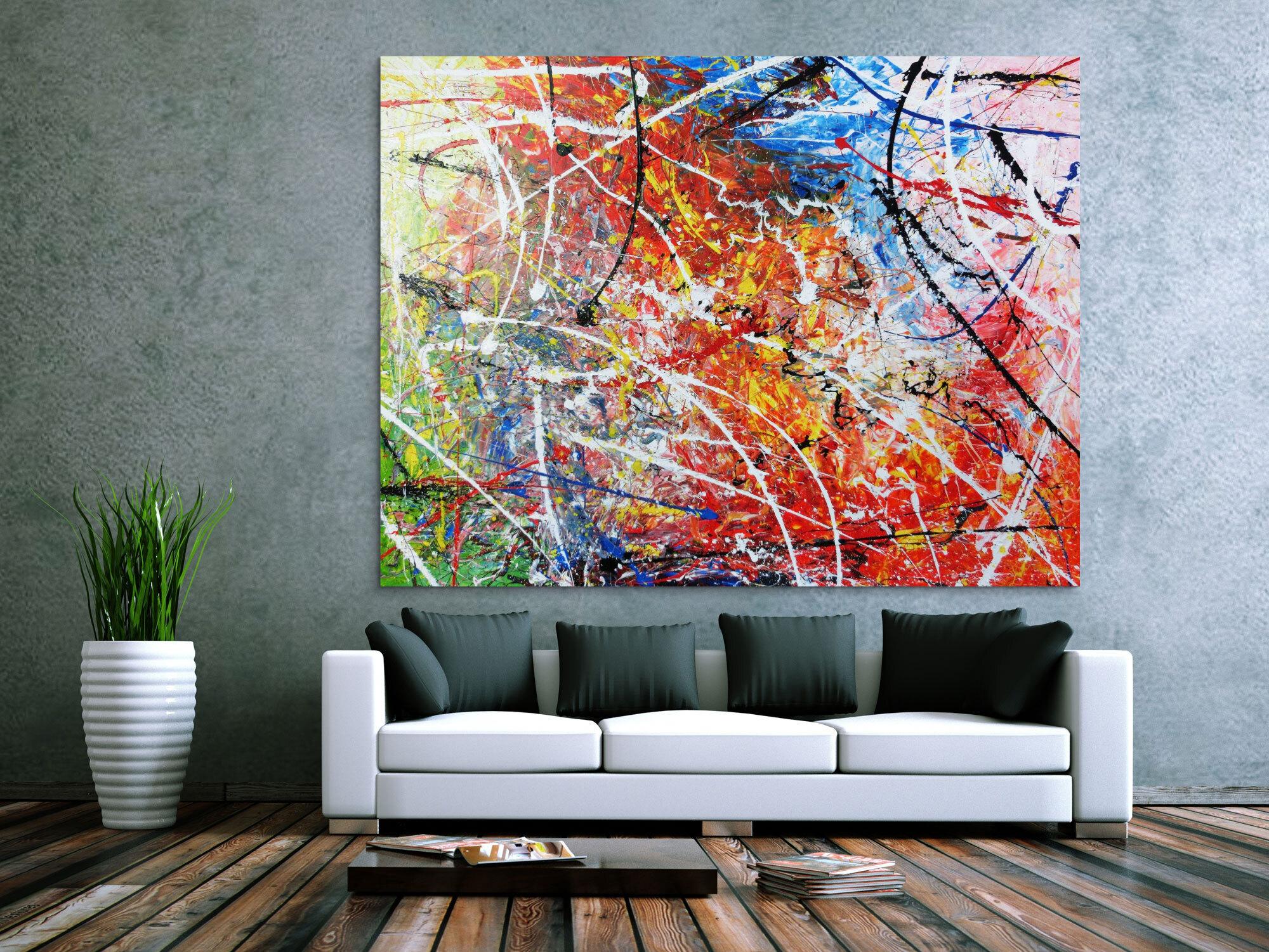 Abstraktes Acrylbild Gemälde bunt modern sehr groß