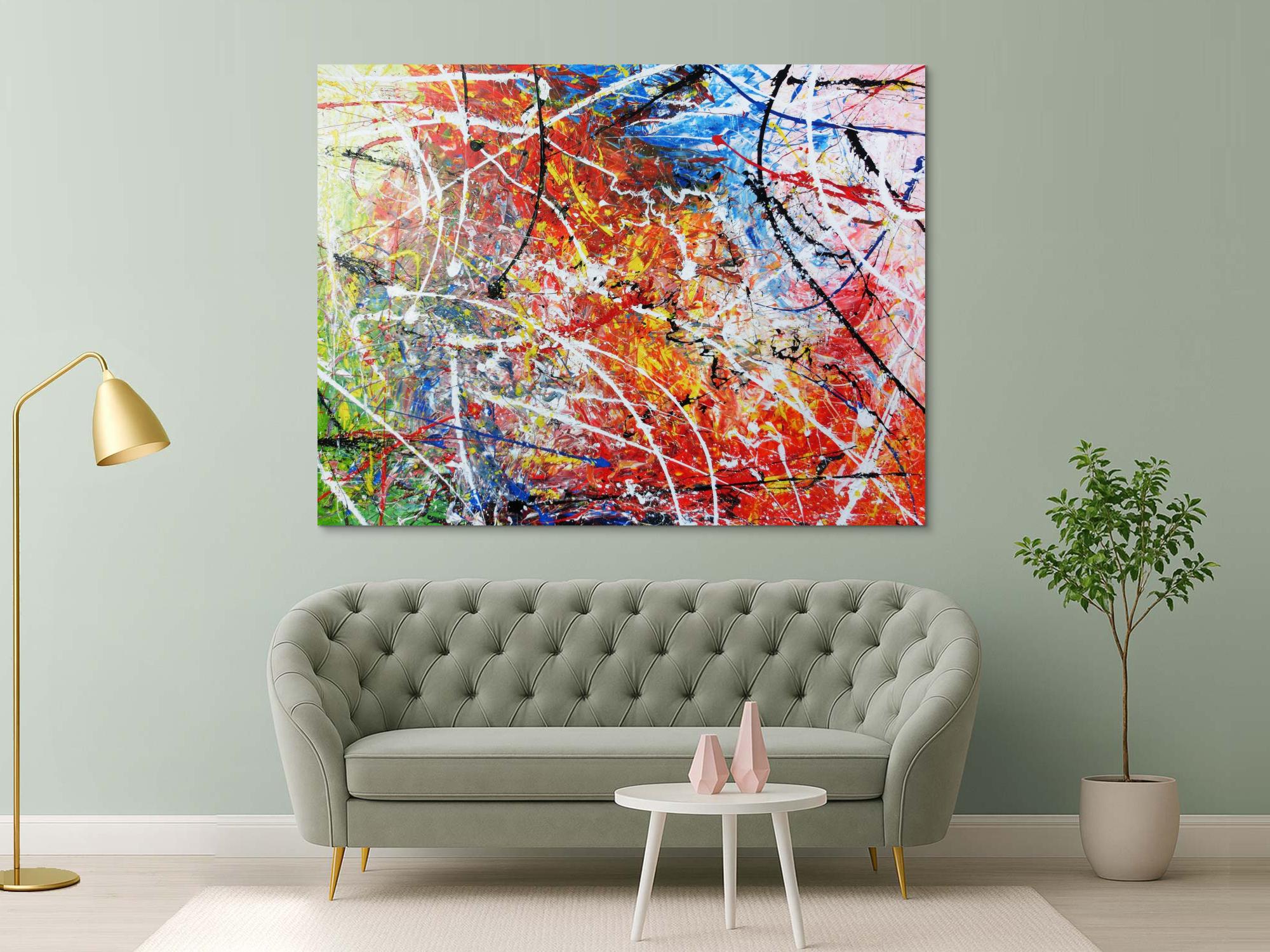 Abstraktes Acrylbild Gemälde bunt modern sehr groß