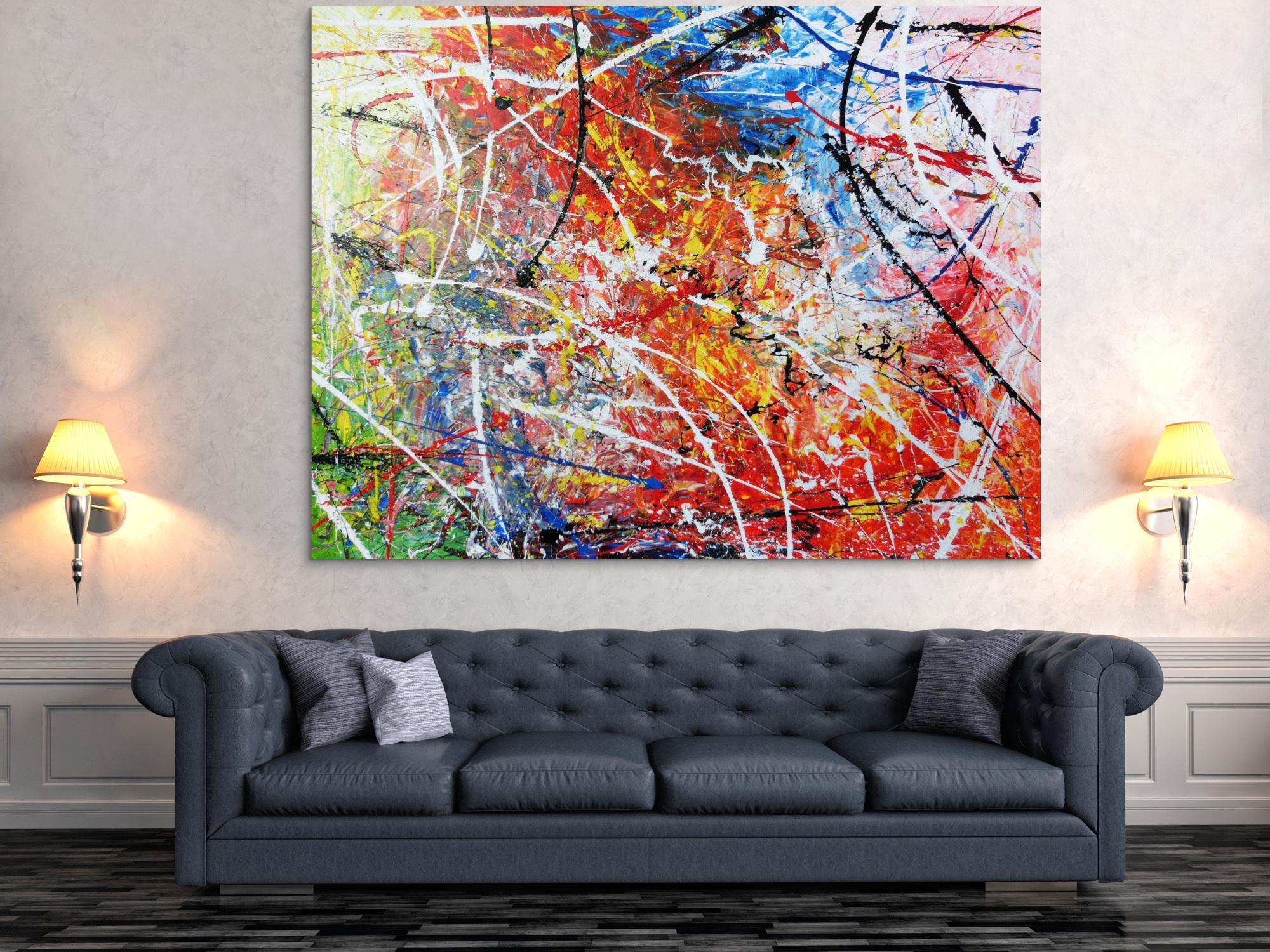 Abstraktes Acrylbild Gemälde bunt modern sehr groß