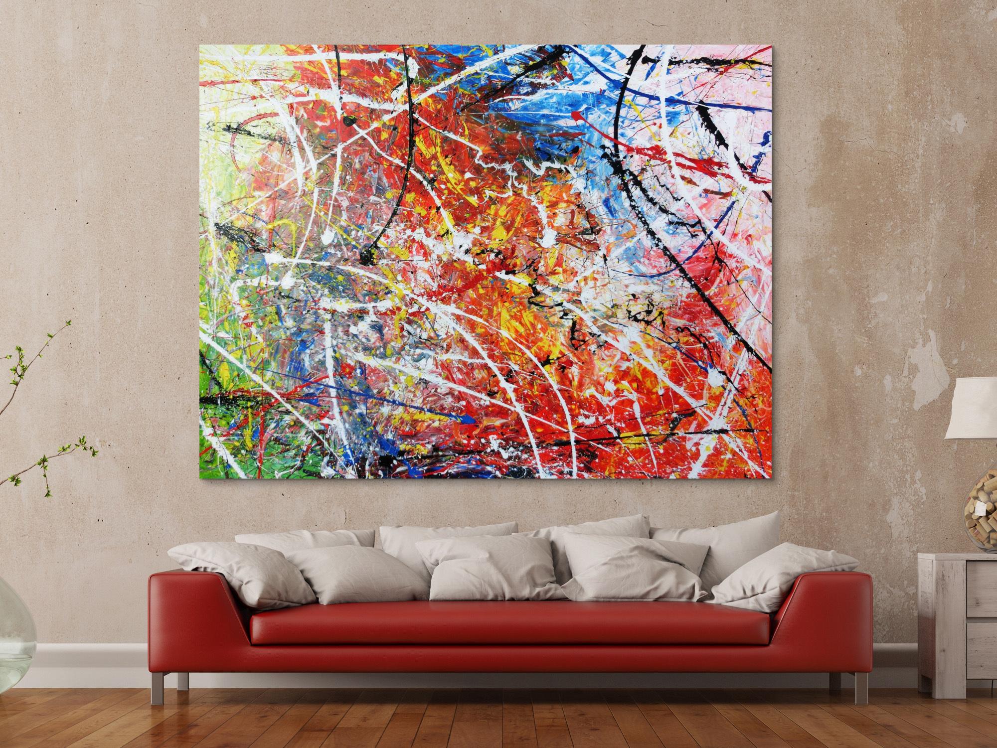 Abstraktes Acrylbild Gemälde bunt modern sehr groß