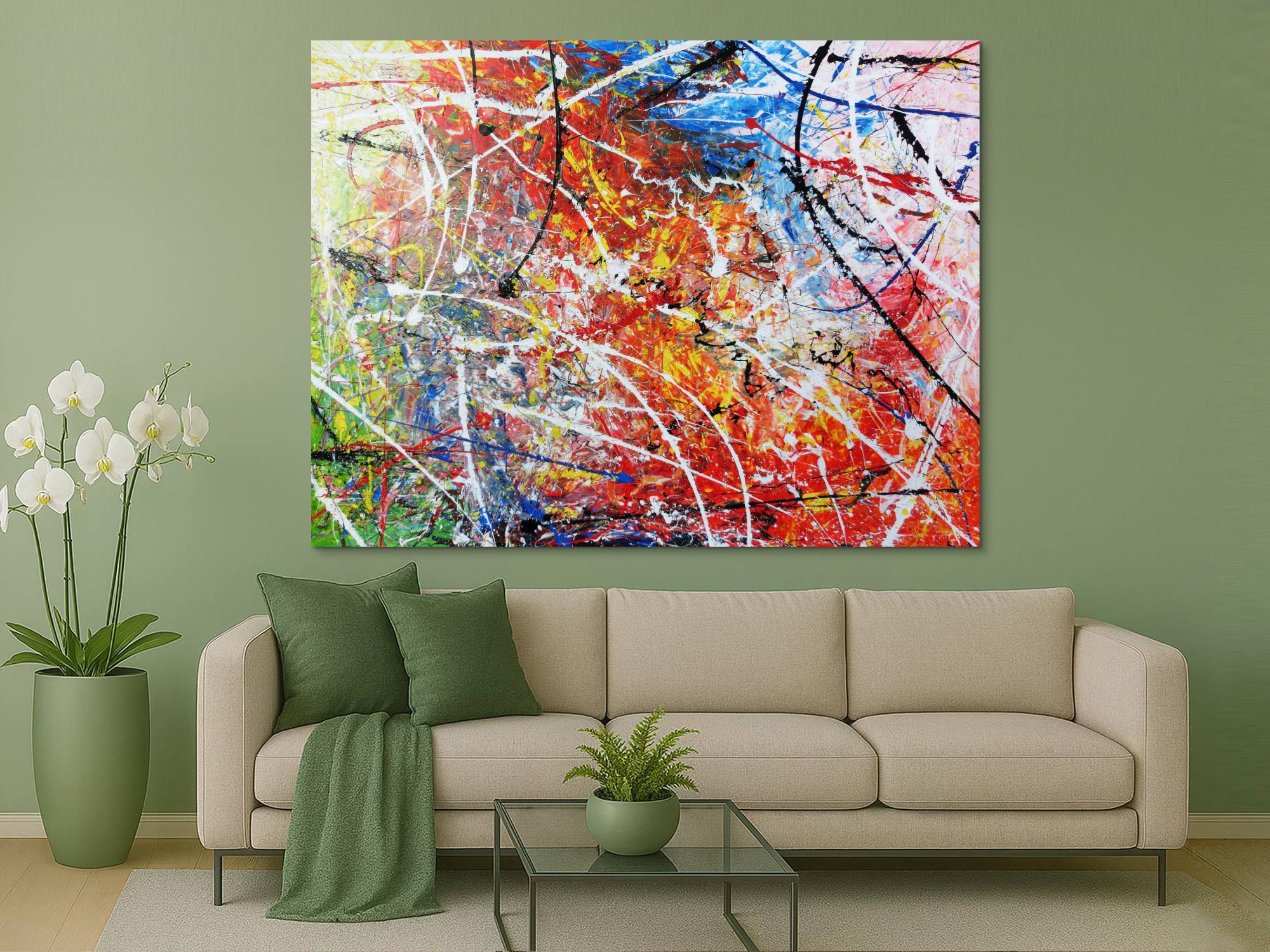 Abstraktes Acrylbild Gemälde bunt modern sehr groß