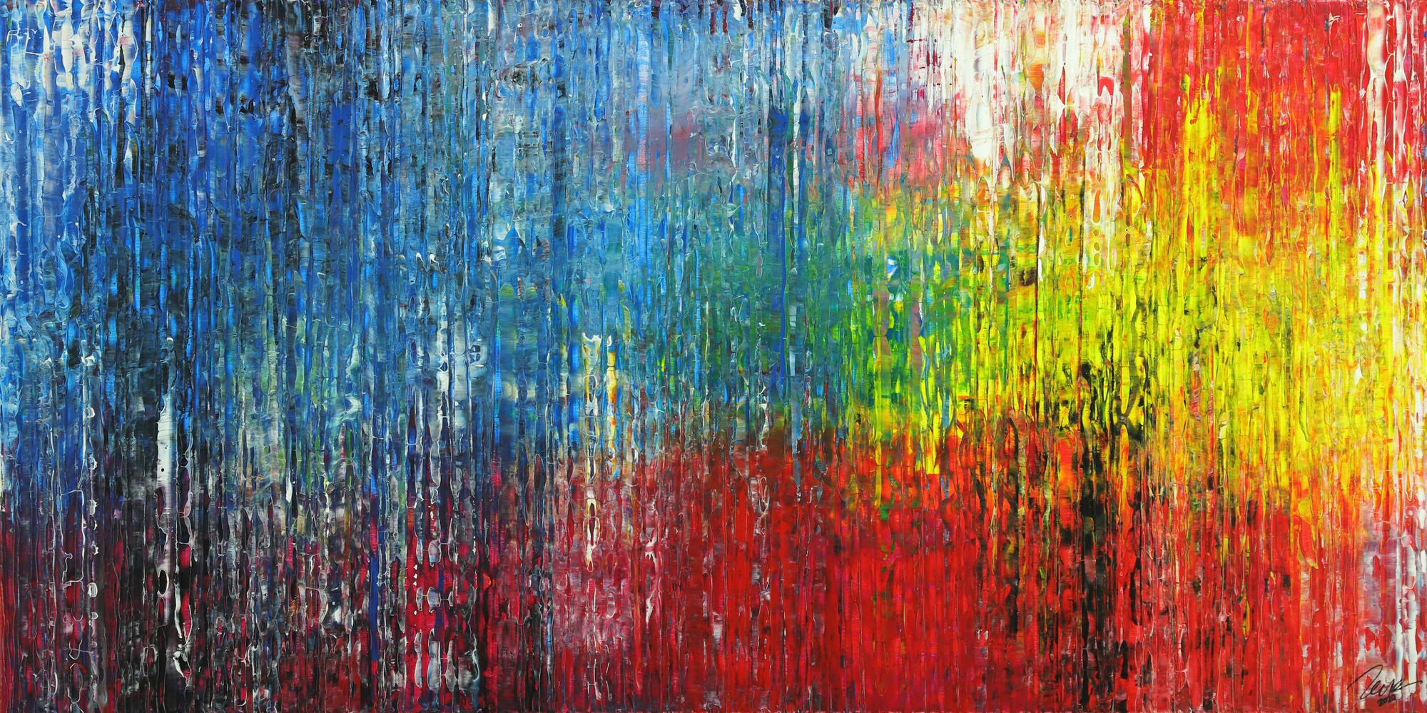 Abstraktes Gemälde Modern Art handgemalt Spachteltechnik sehr bunt