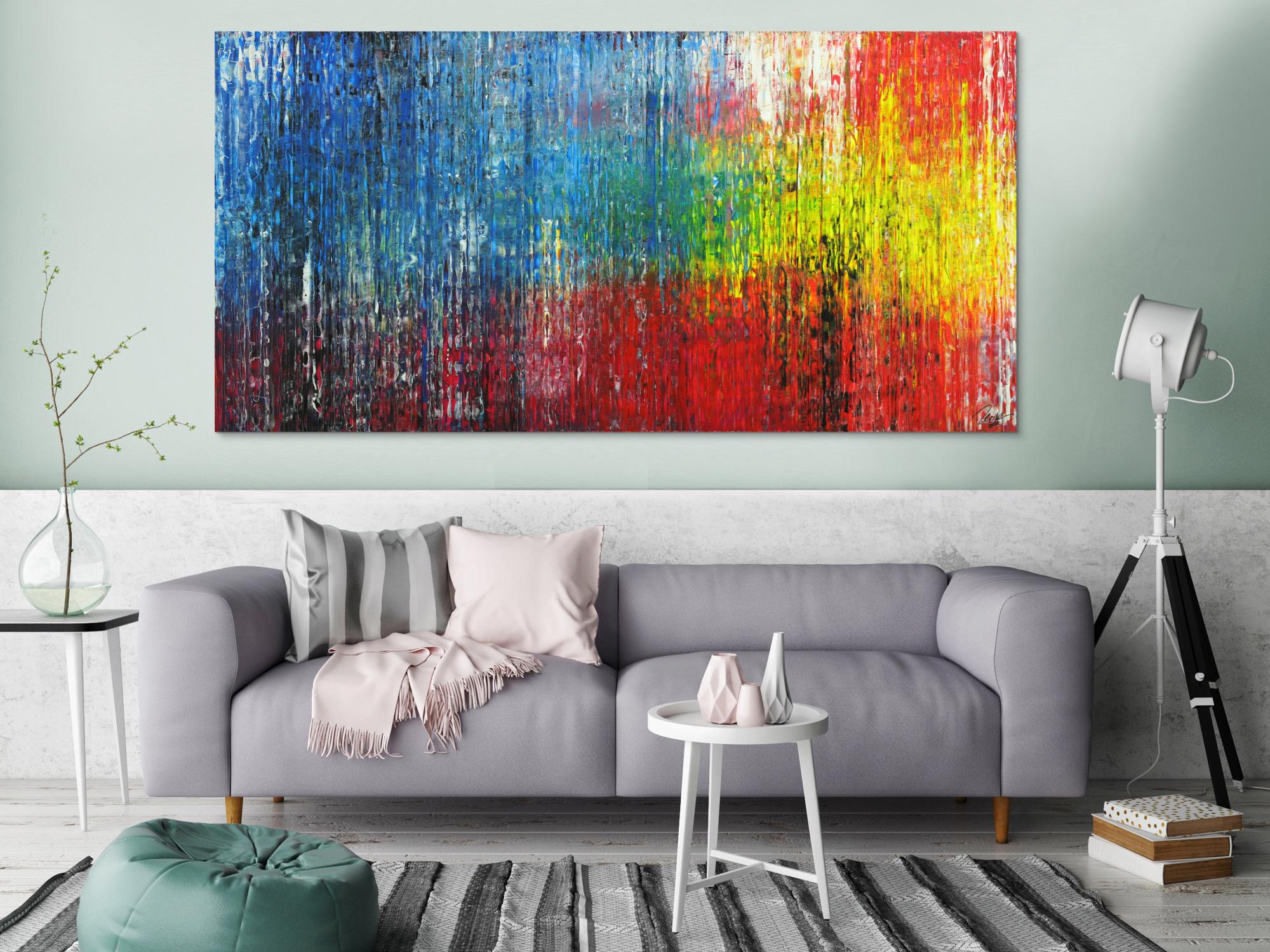 Abstraktes Gemälde Modern Art handgemalt Spachteltechnik sehr bunt