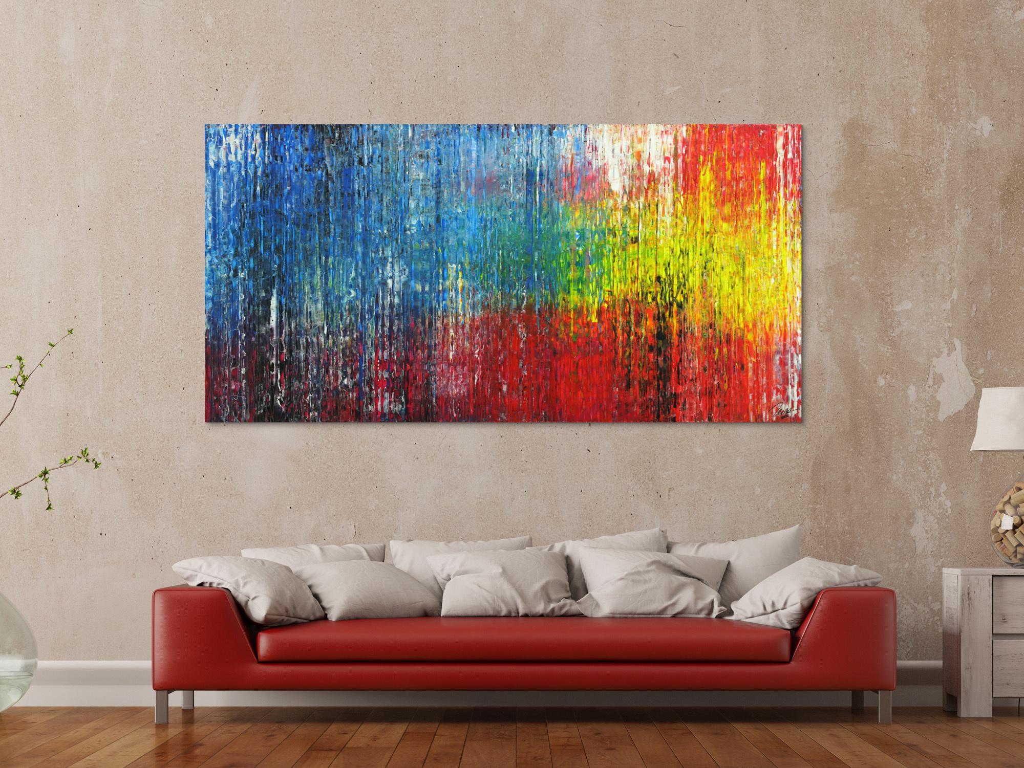 Abstraktes Gemälde Modern Art handgemalt Spachteltechnik sehr bunt