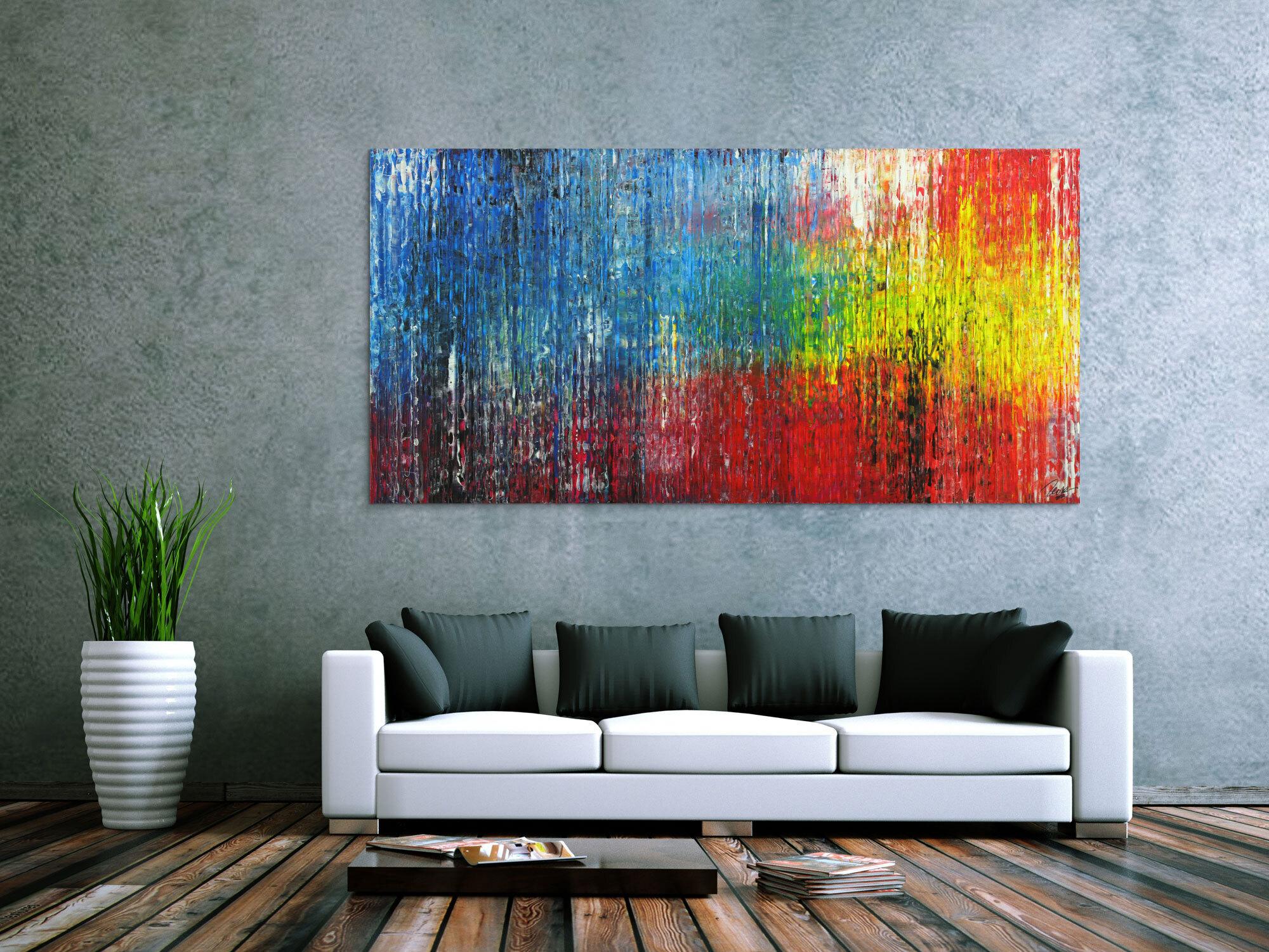 Abstraktes Gemälde Modern Art handgemalt Spachteltechnik sehr bunt