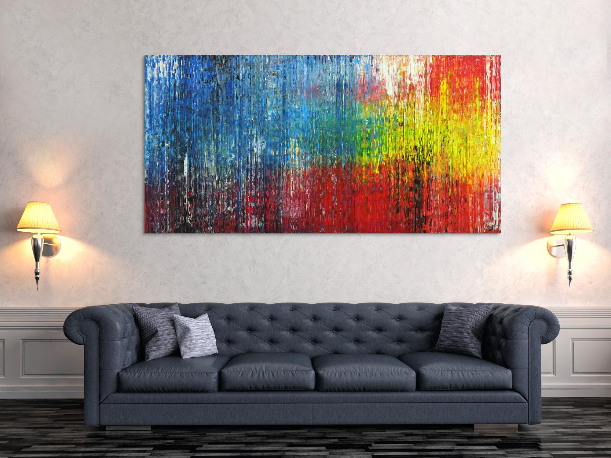 Abstraktes Gemälde Modern Art handgemalt Spachteltechnik sehr bunt