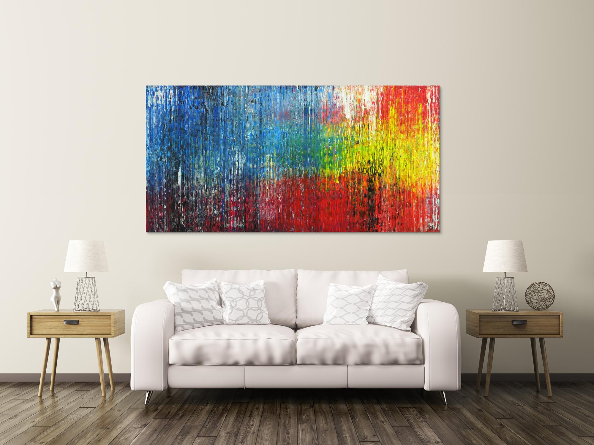 Abstraktes Gemälde Modern Art handgemalt Spachteltechnik sehr bunt