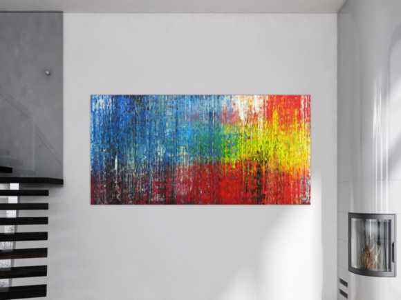 Abstraktes Gemälde Modern Art handgemalt Spachteltechnik sehr bunt
