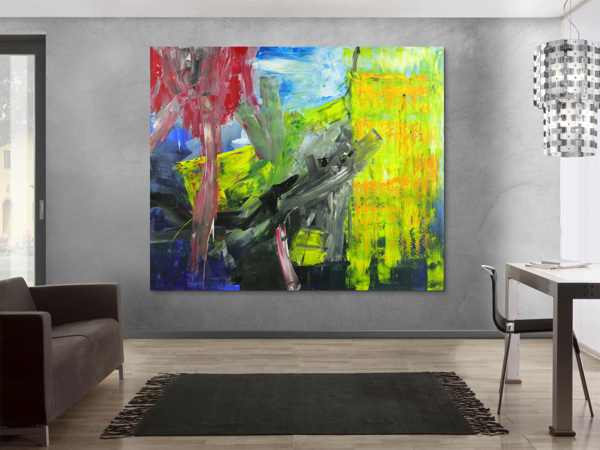 Abstraktes Gemälde Modern Art handgemalt sehr groß auf Leinwand