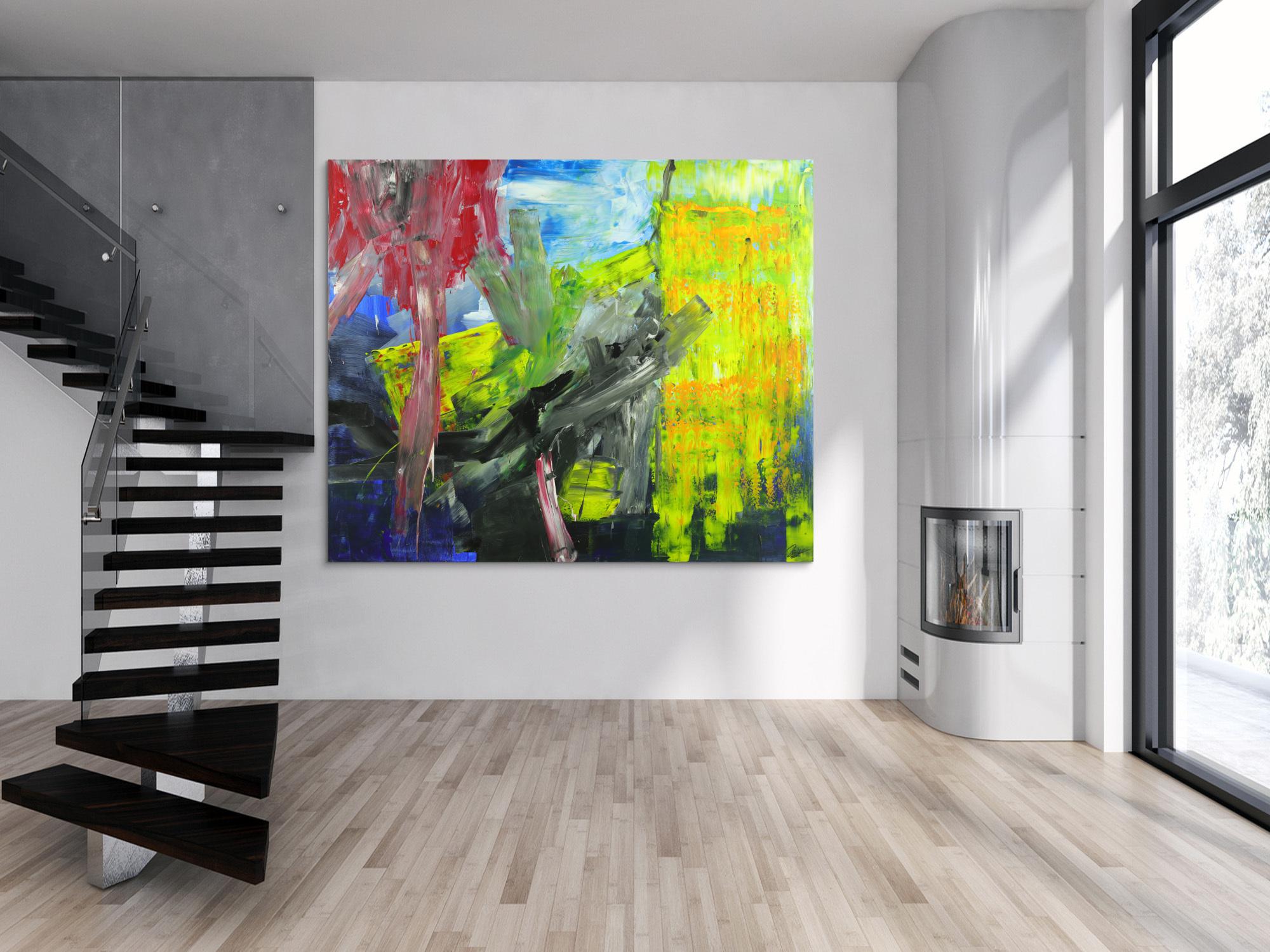 Abstraktes Gemälde Modern Art handgemalt sehr groß auf Leinwand