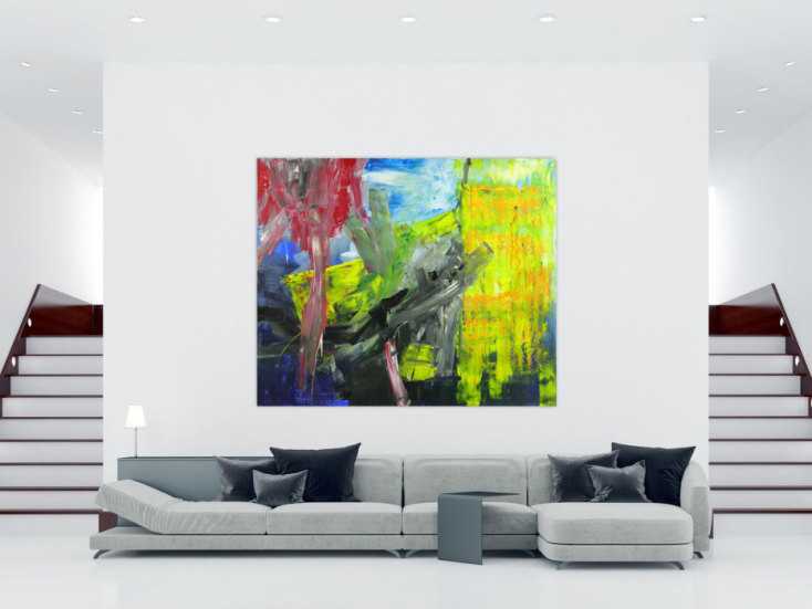 #1722 Abstraktes Gemälde Modern Art handgemalt sehr groß auf Leinwand 180x215cm von Alex Zerr