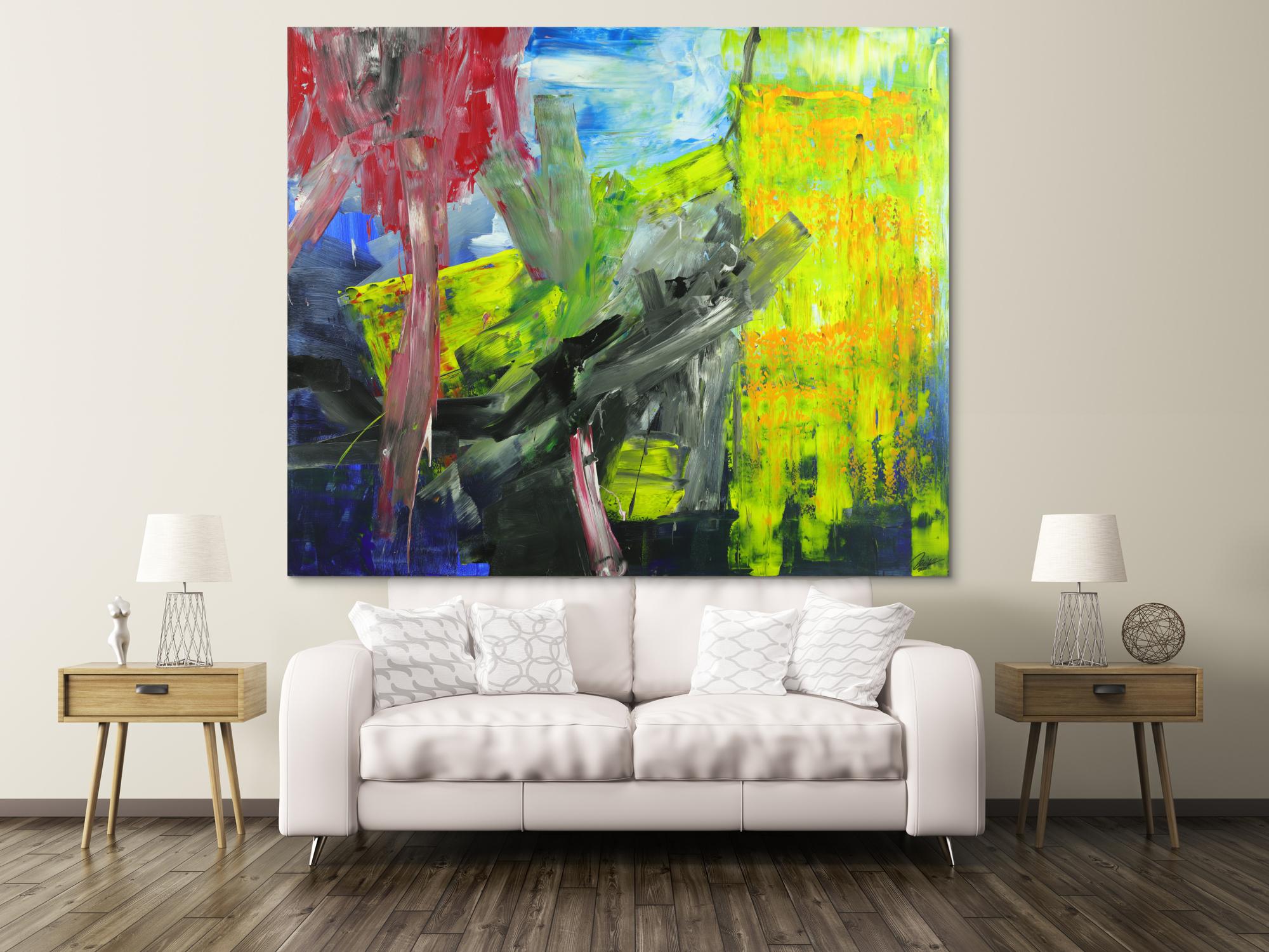 Abstraktes Gemälde Modern Art handgemalt sehr groß auf Leinwand