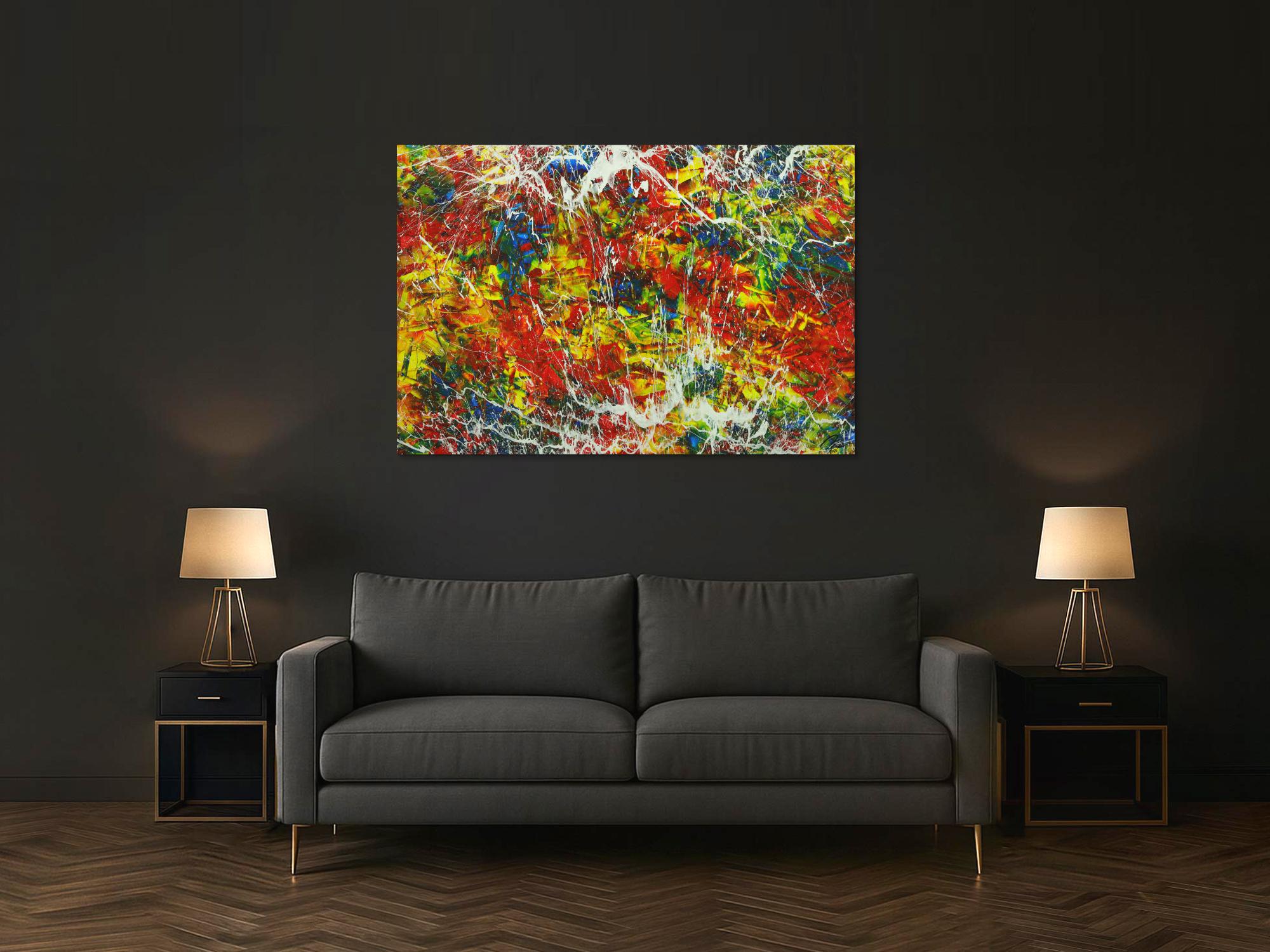 Abstraktes Gemälde Handgemalt Modern Art Action Painting auf Leinwand bunt