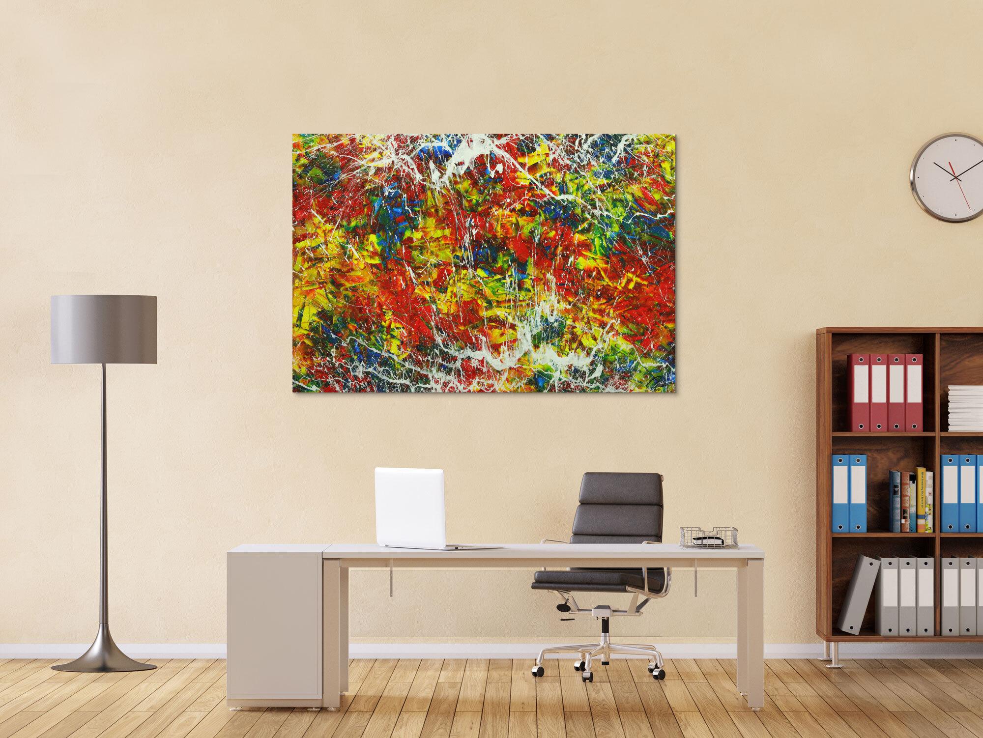 Abstraktes Gemälde Handgemalt Modern Art Action Painting auf Leinwand bunt