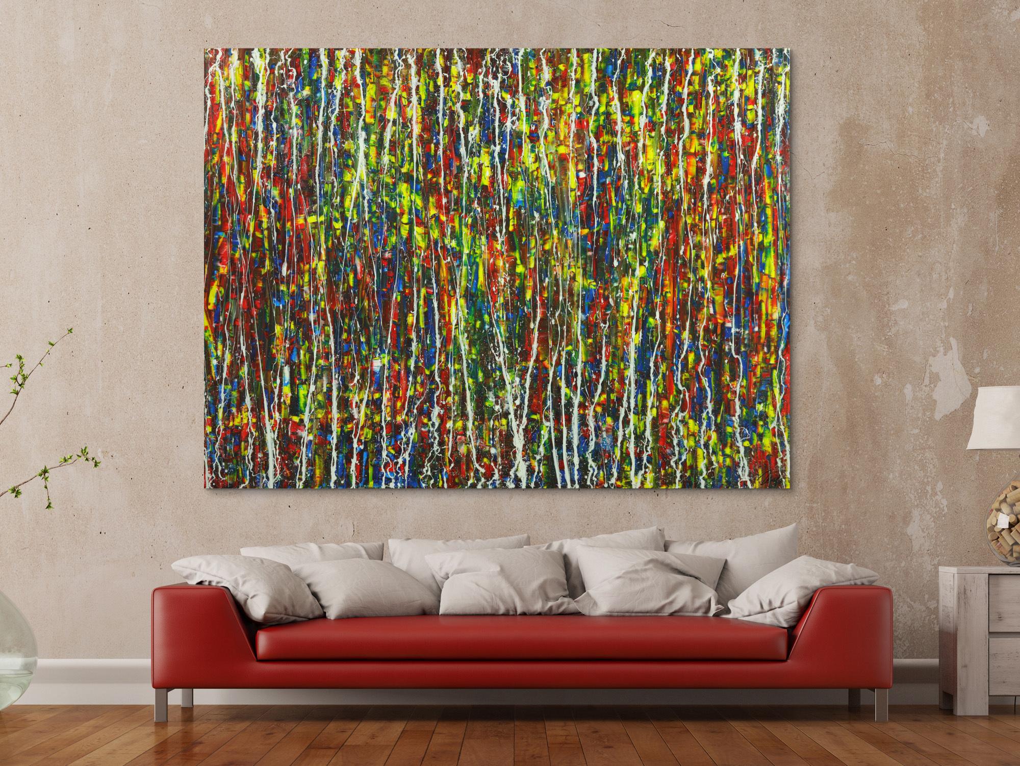 Abstraktes Acrylbild auf Leinwand handgemalt Modern Art auf Leinwand Action Painting