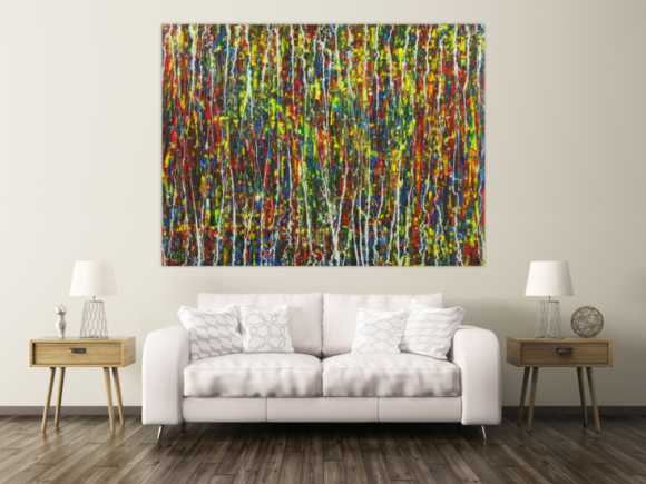 Abstraktes Acrylbild auf Leinwand handgemalt Modern Art auf Leinwand Action Painting