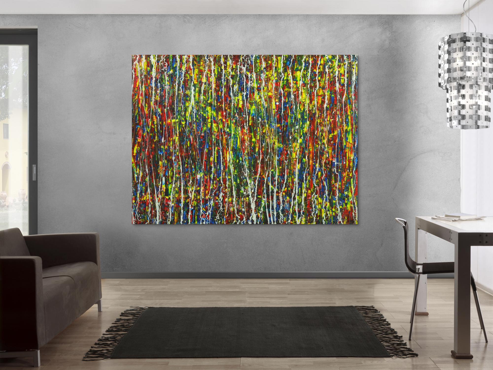 Abstraktes Acrylbild auf Leinwand handgemalt Modern Art auf Leinwand Action Painting