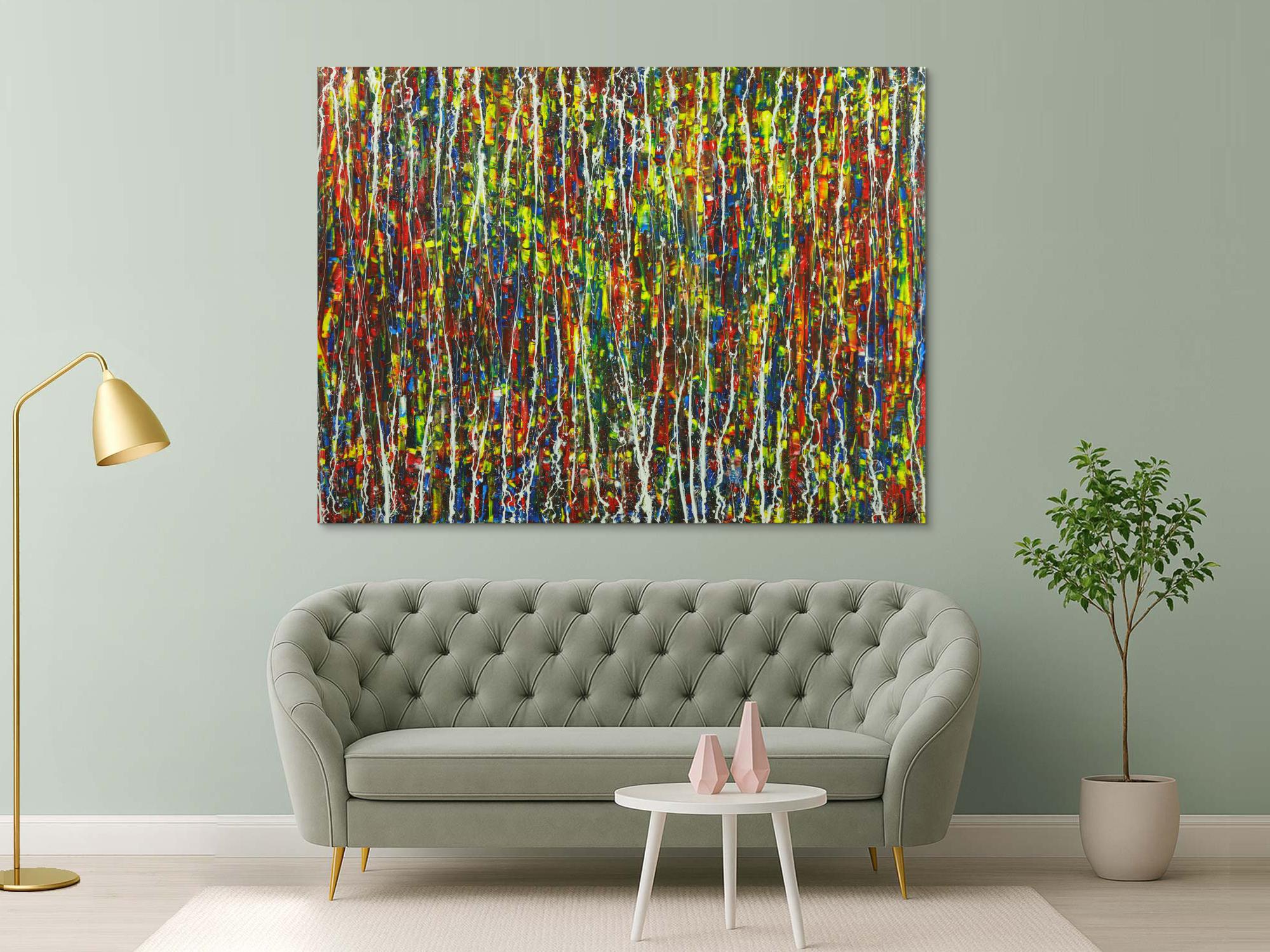 Abstraktes Acrylbild auf Leinwand handgemalt Modern Art auf Leinwand Action Painting