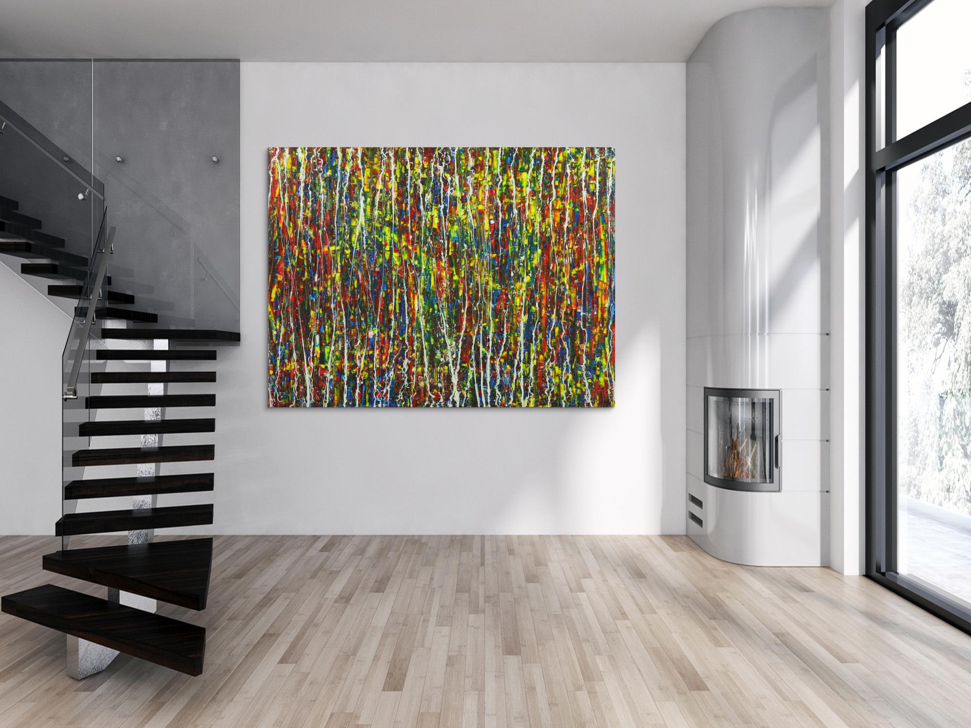 Abstraktes Acrylbild auf Leinwand handgemalt Modern Art auf Leinwand Action Painting