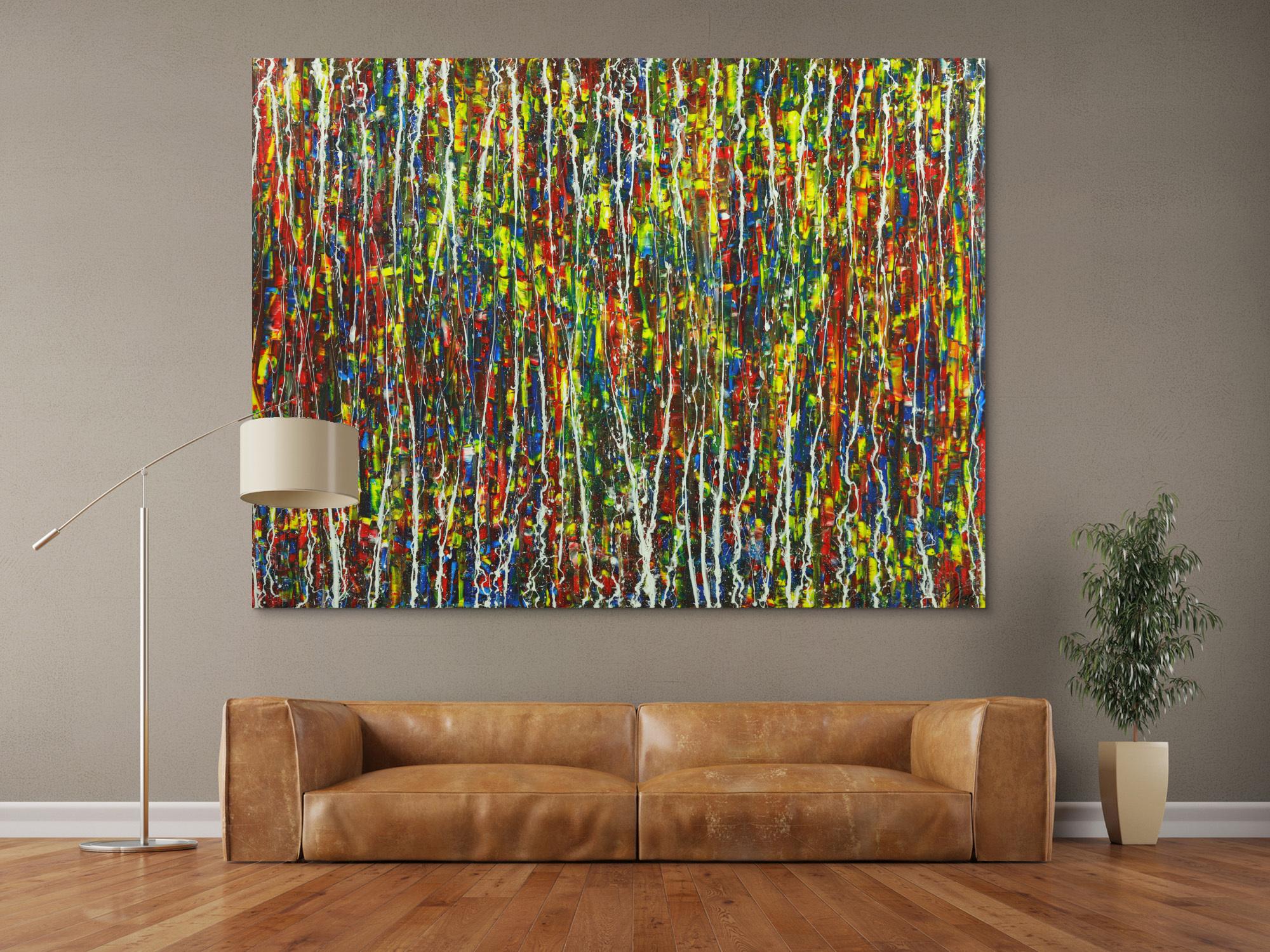 Abstraktes Acrylbild auf Leinwand handgemalt Modern Art auf Leinwand Action Painting