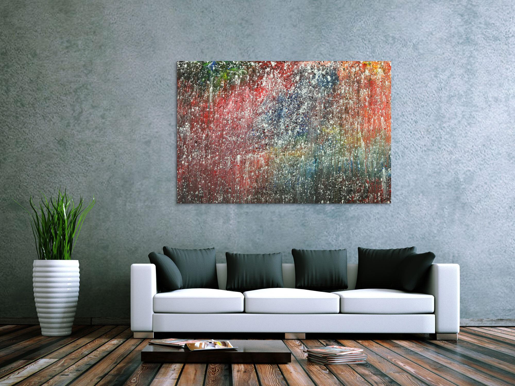 Abstraktes Gemälde auf Leinwand handgemaltes Acrylbild Action Paiting