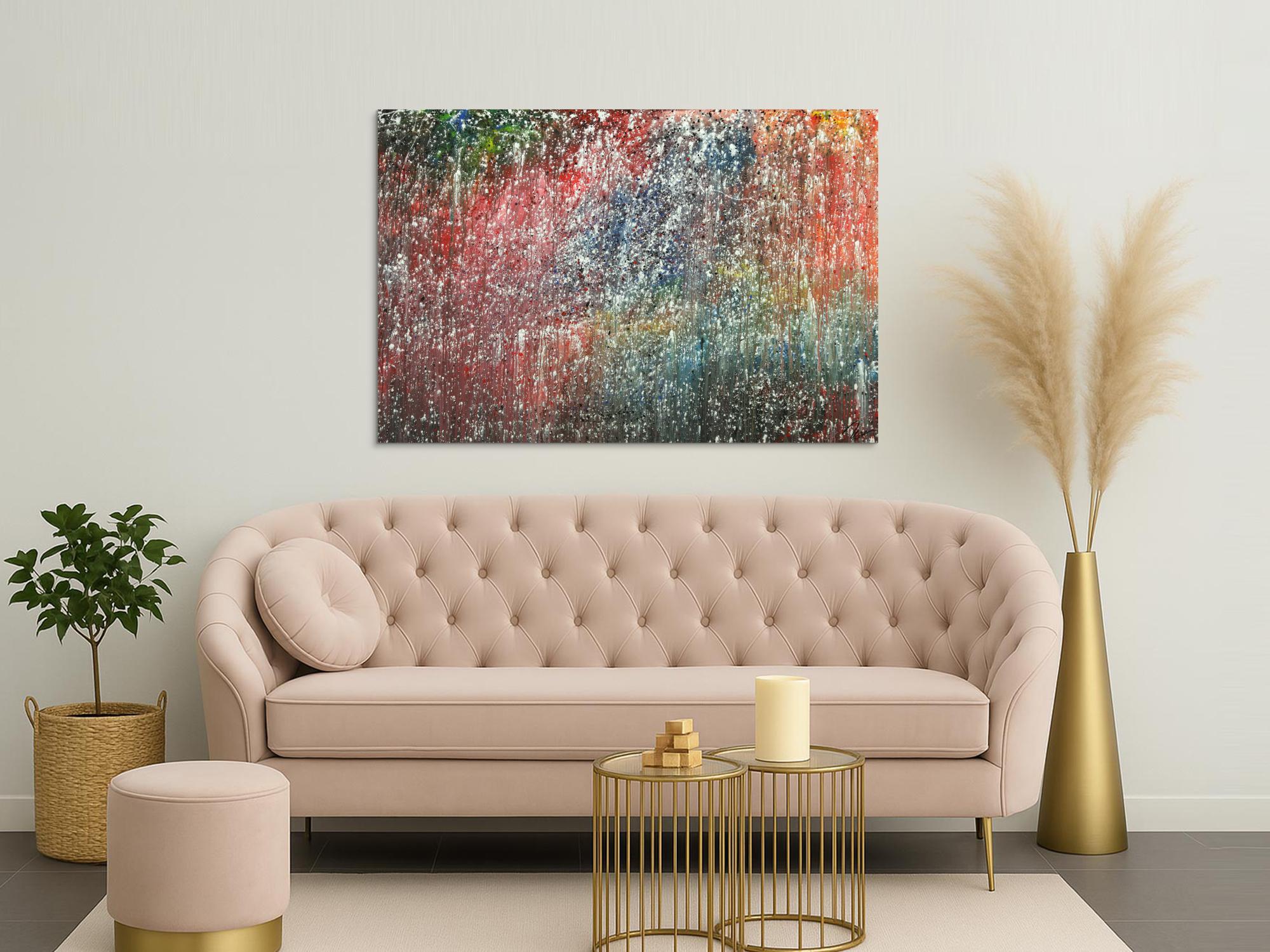 Abstraktes Gemälde auf Leinwand handgemaltes Acrylbild Action Paiting