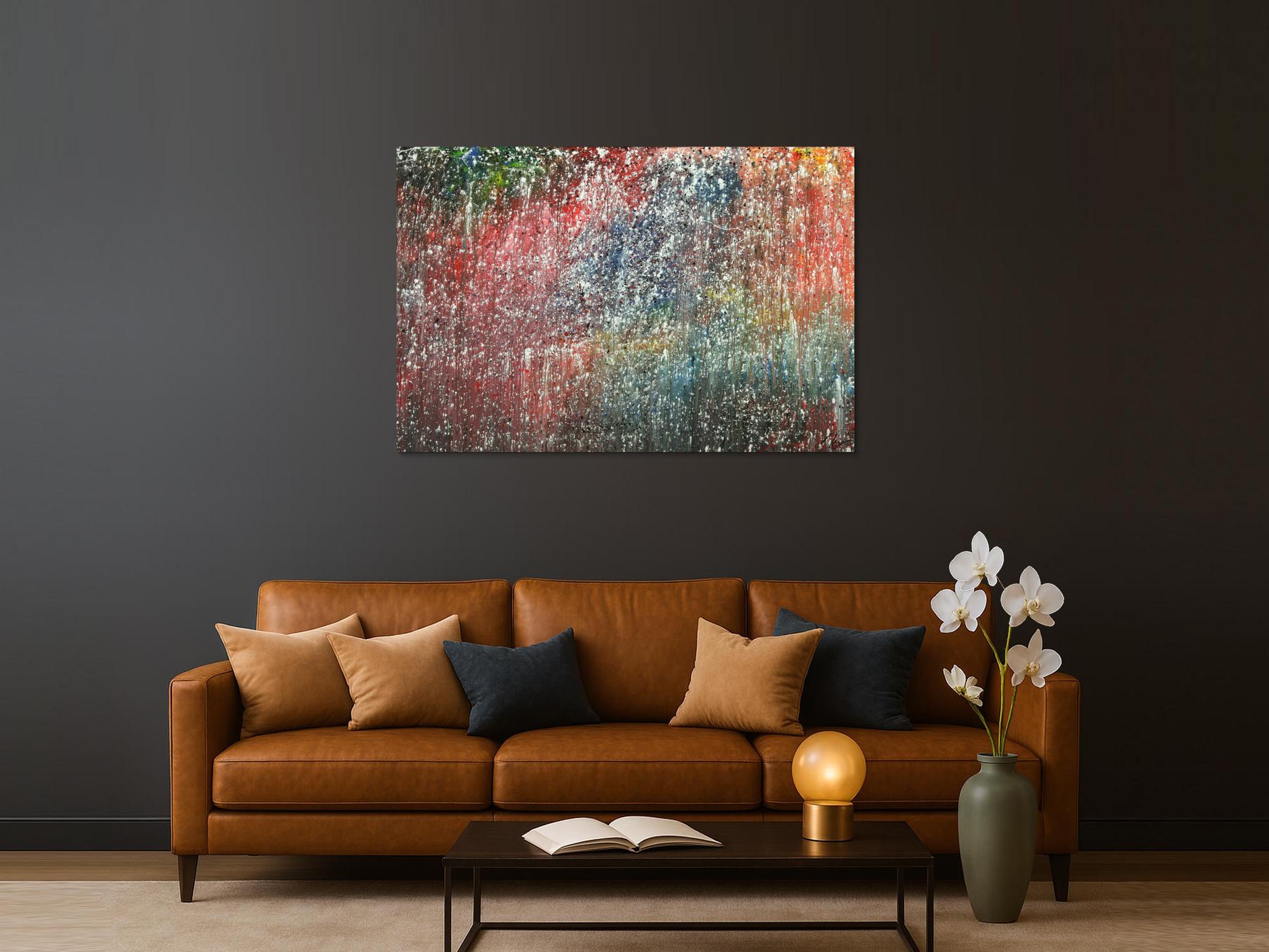 Abstraktes Gemälde auf Leinwand handgemaltes Acrylbild Action Paiting