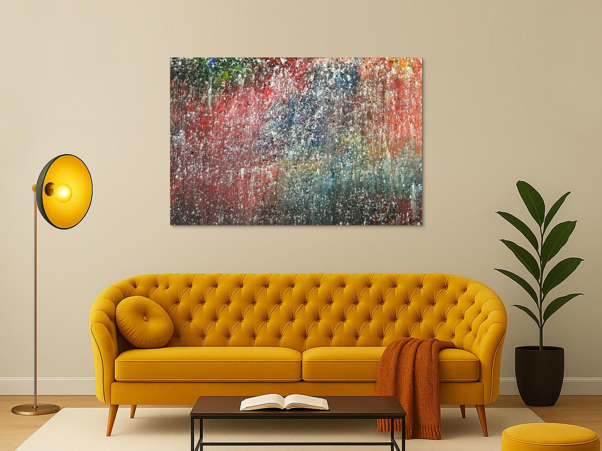 Abstraktes Gemälde auf Leinwand handgemaltes Acrylbild Action Paiting