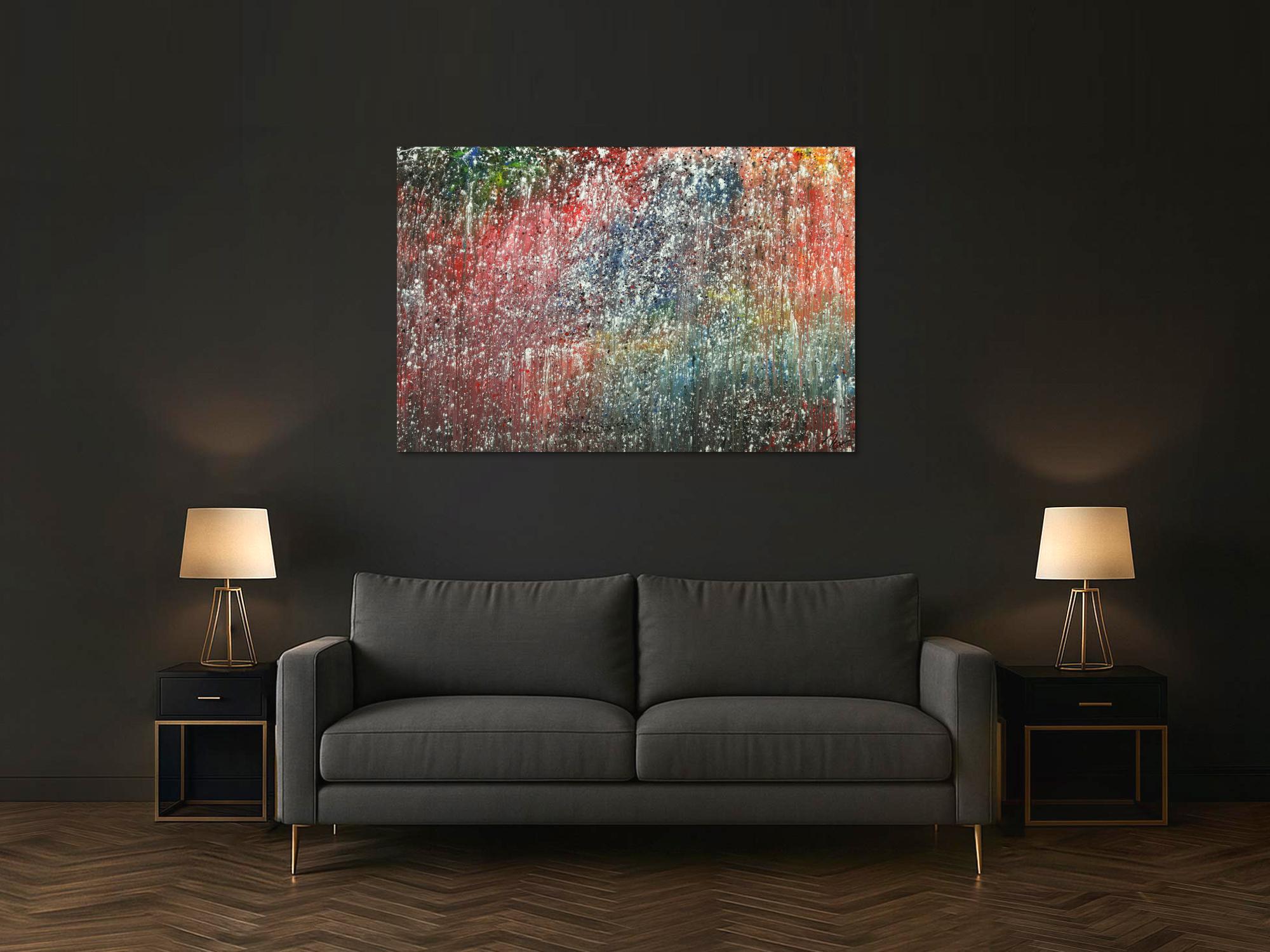 Abstraktes Gemälde auf Leinwand handgemaltes Acrylbild Action Paiting