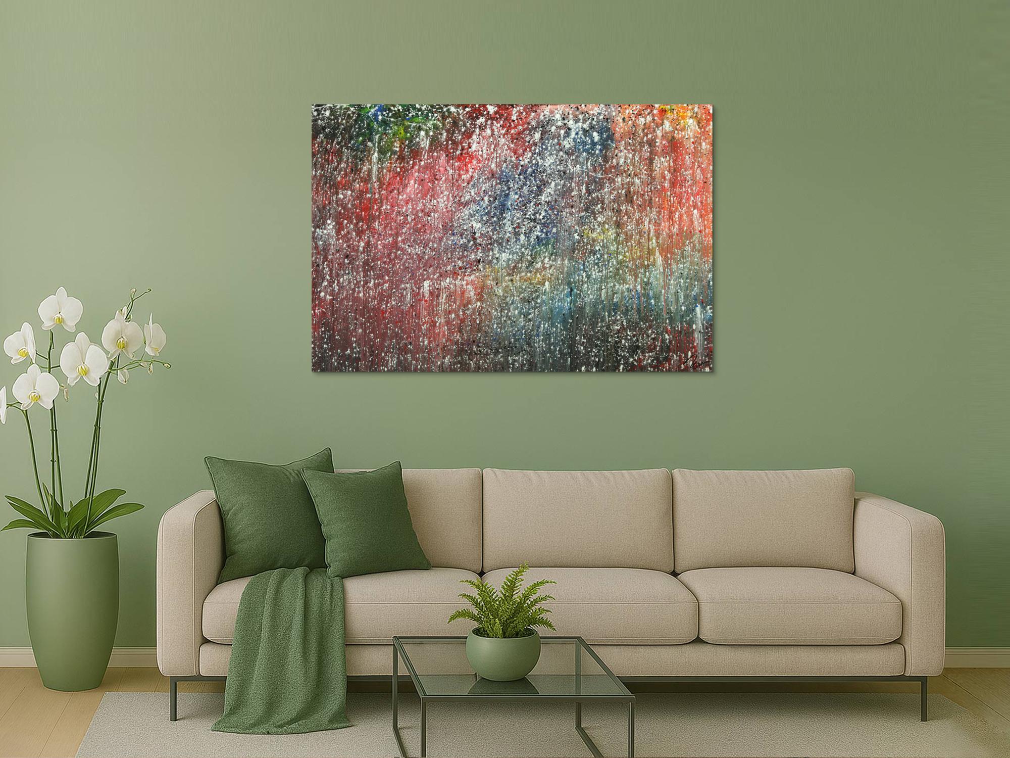 Abstraktes Gemälde auf Leinwand handgemaltes Acrylbild Action Paiting