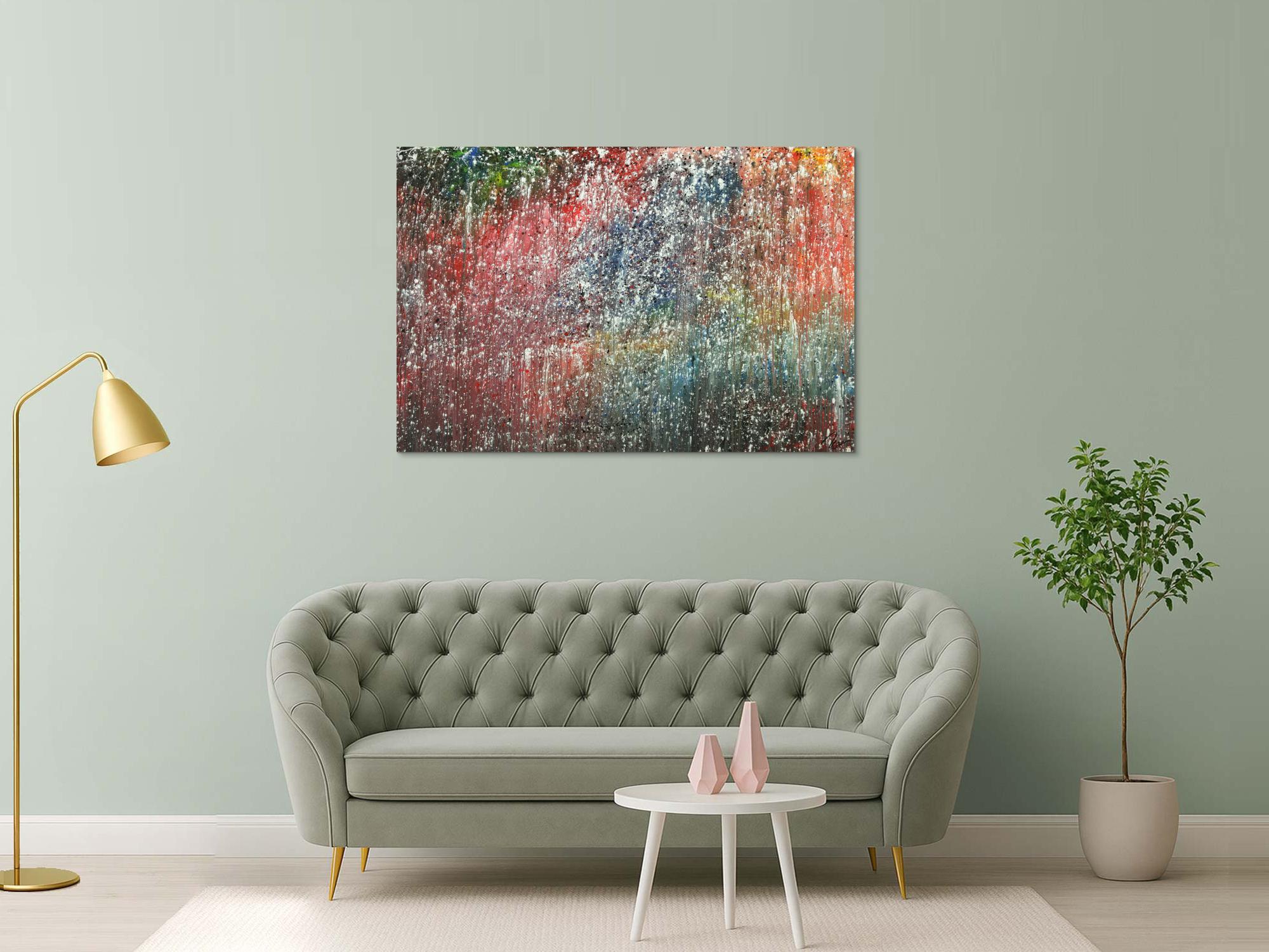 Abstraktes Gemälde auf Leinwand handgemaltes Acrylbild Action Paiting