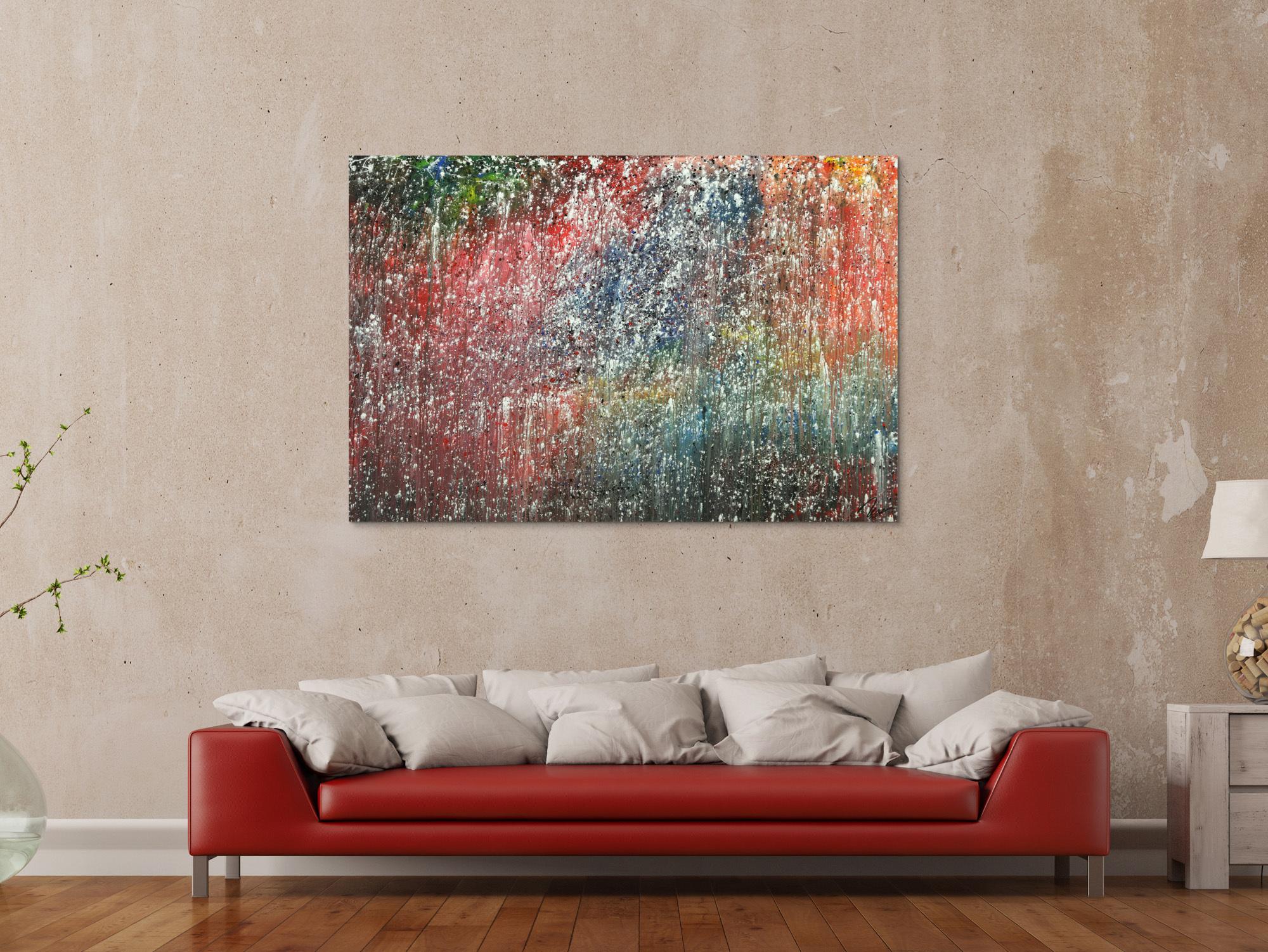 Abstraktes Gemälde auf Leinwand handgemaltes Acrylbild Action Paiting