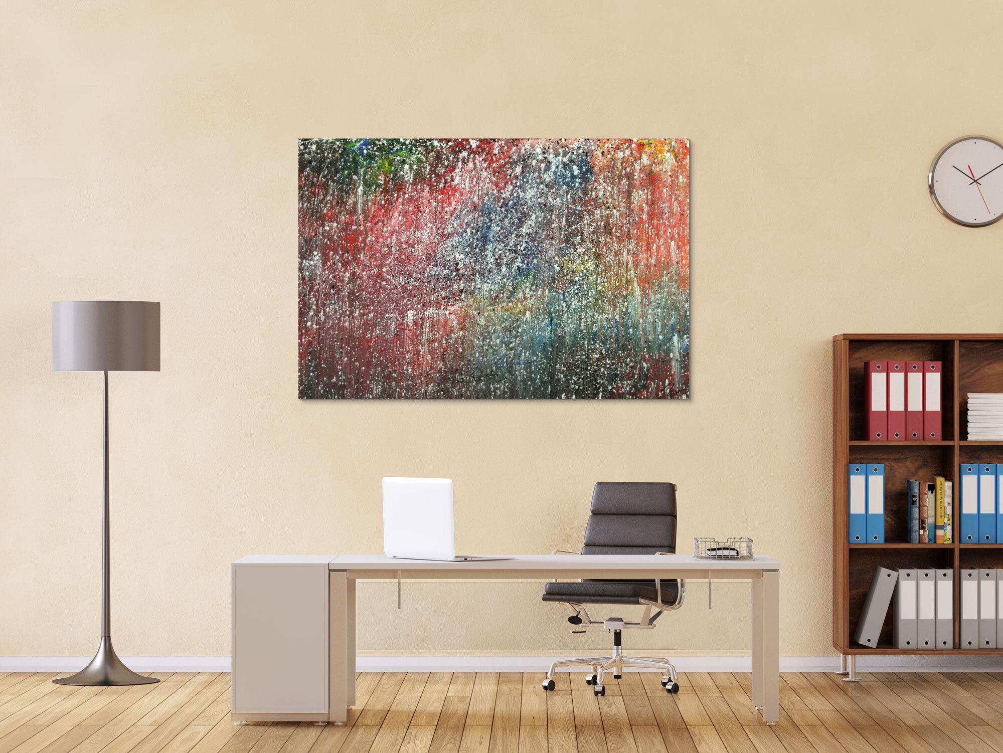 Abstraktes Kunstwerk in Rot und Orange