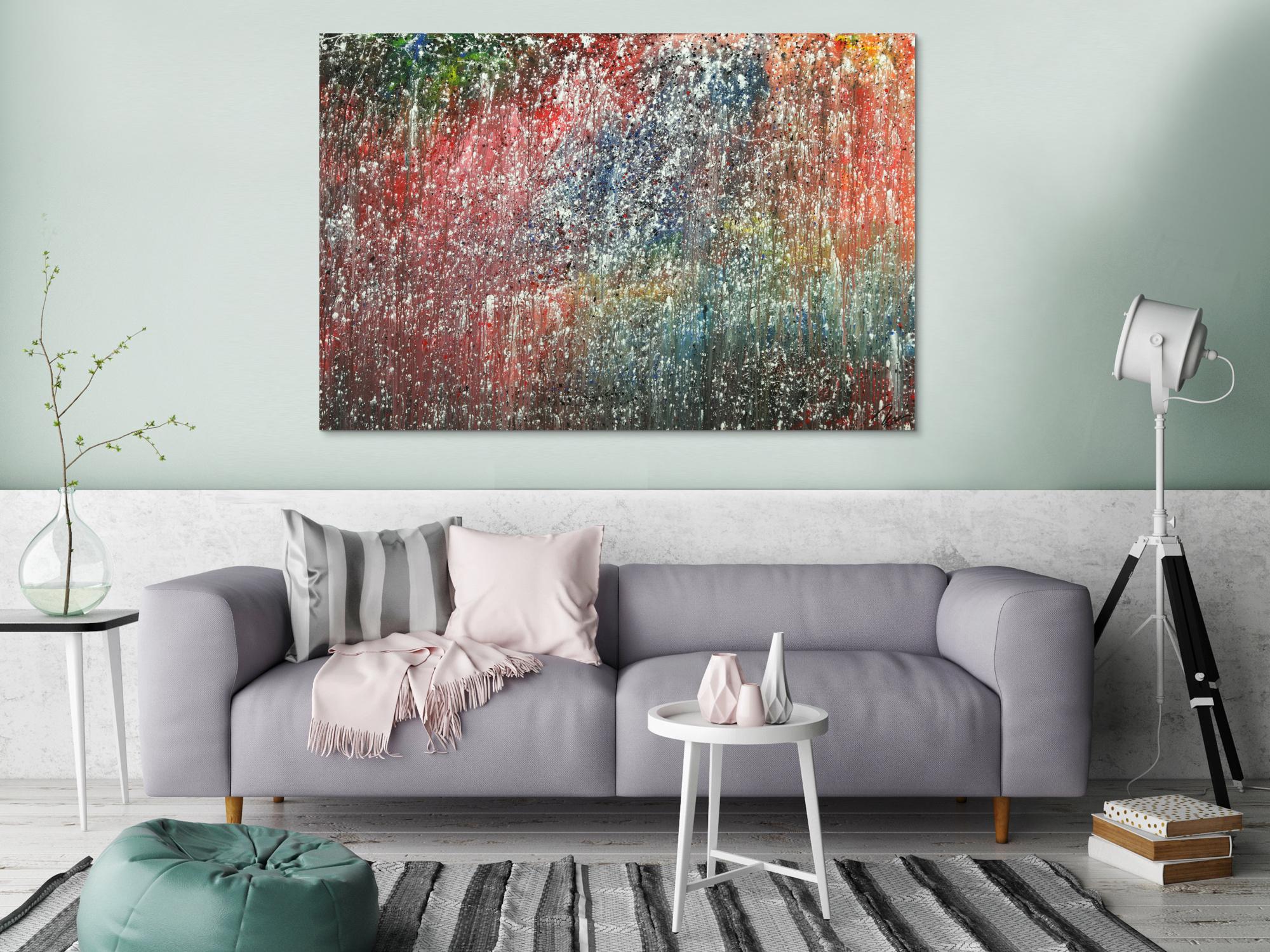 Abstraktes Gemälde auf Leinwand handgemaltes Acrylbild Action Paiting