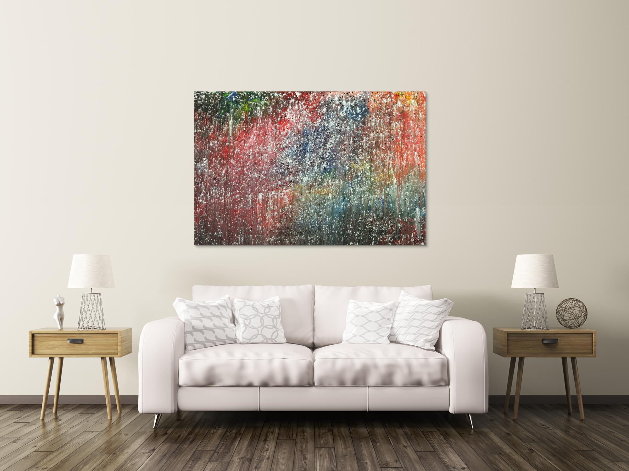 Abstraktes Gemälde auf Leinwand handgemaltes Acrylbild Action Paiting