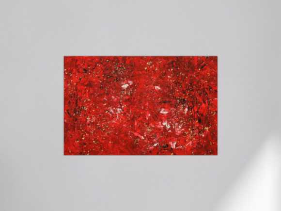 Abstraktes Gemälde Modern Art rot gold handgemalt auf Leinwand Mischtechnik