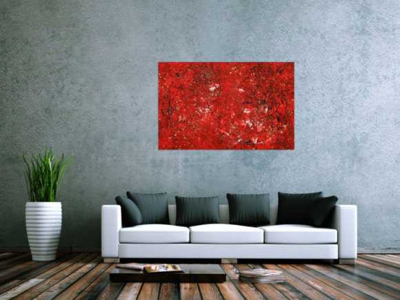 Abstraktes Gemälde Modern Art rot gold handgemalt auf Leinwand Mischtechnik