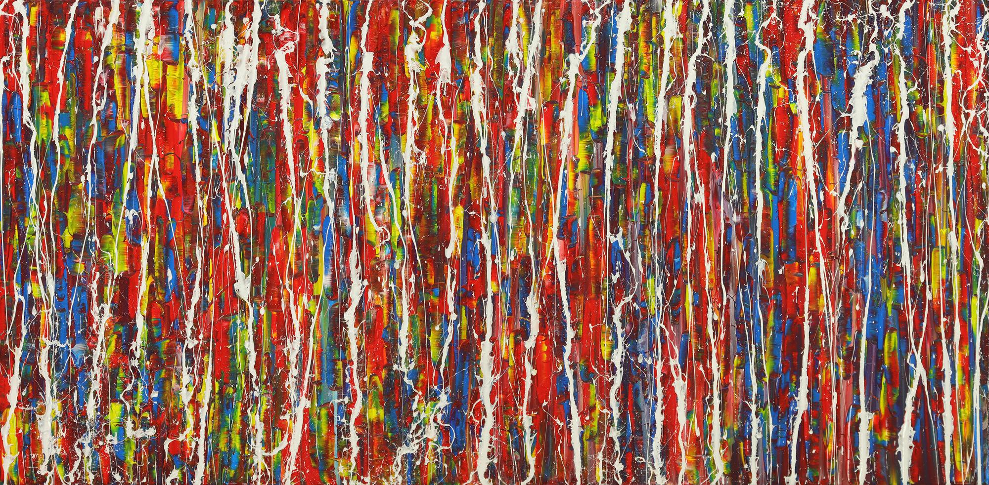Abstraktes Gemälde Modern Art handgemalt Action Painting sehr bunt zeitgenössisch