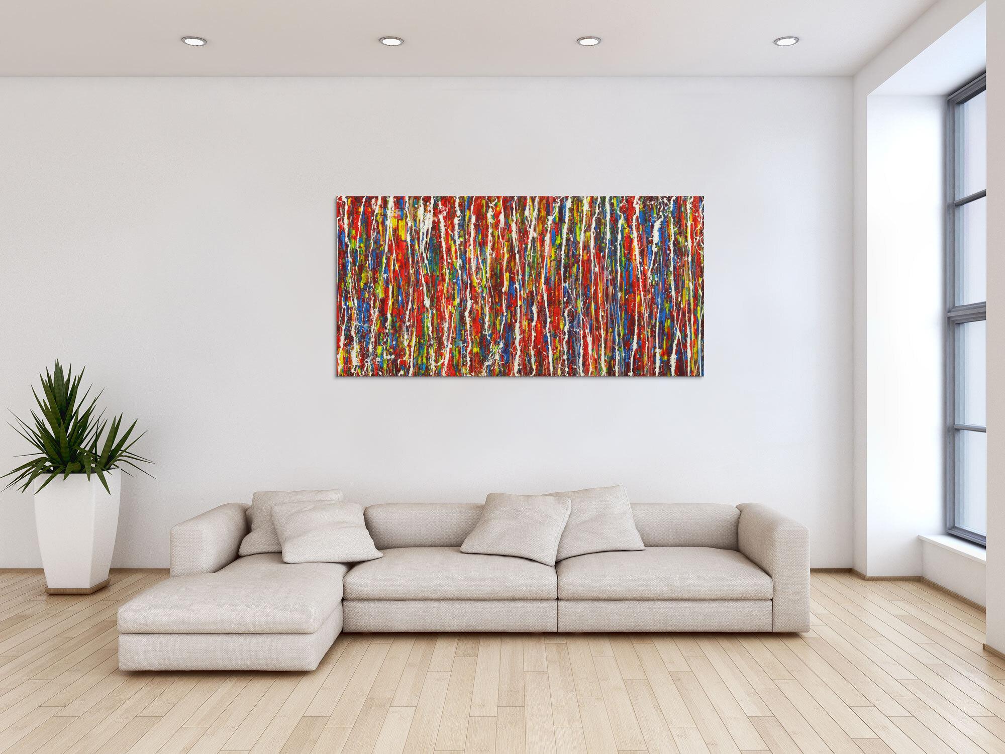 Abstraktes Gemälde Modern Art handgemalt Action Painting sehr bunt zeitgenössisch