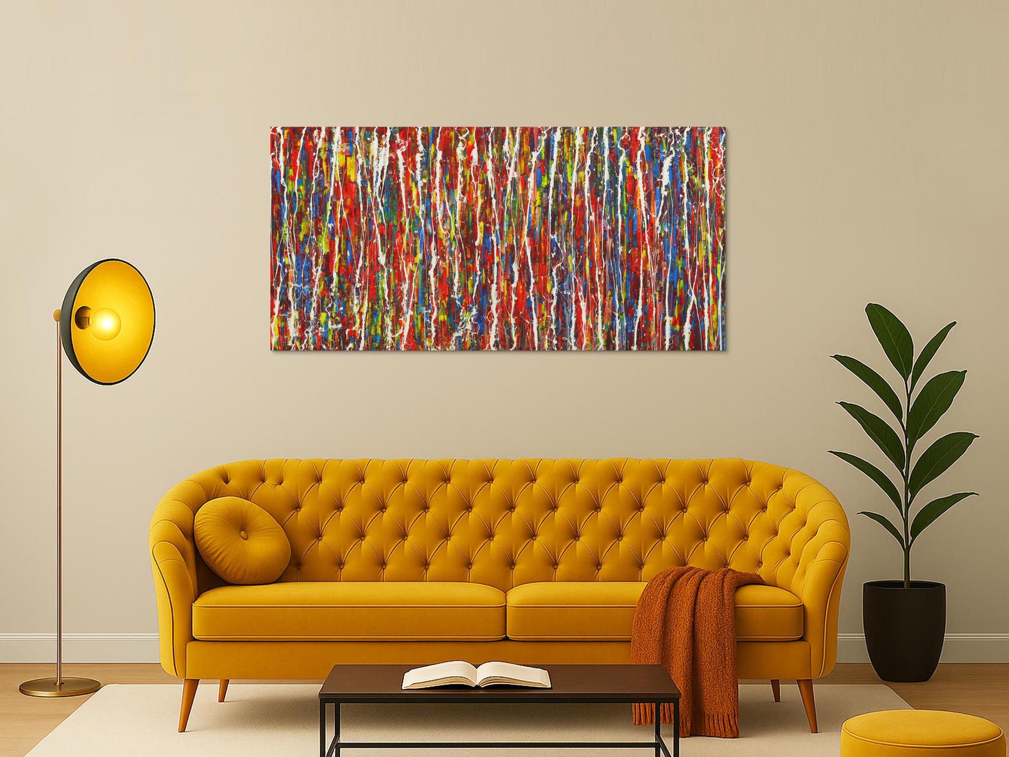 Abstraktes Gemälde Modern Art handgemalt Action Painting sehr bunt zeitgenössisch